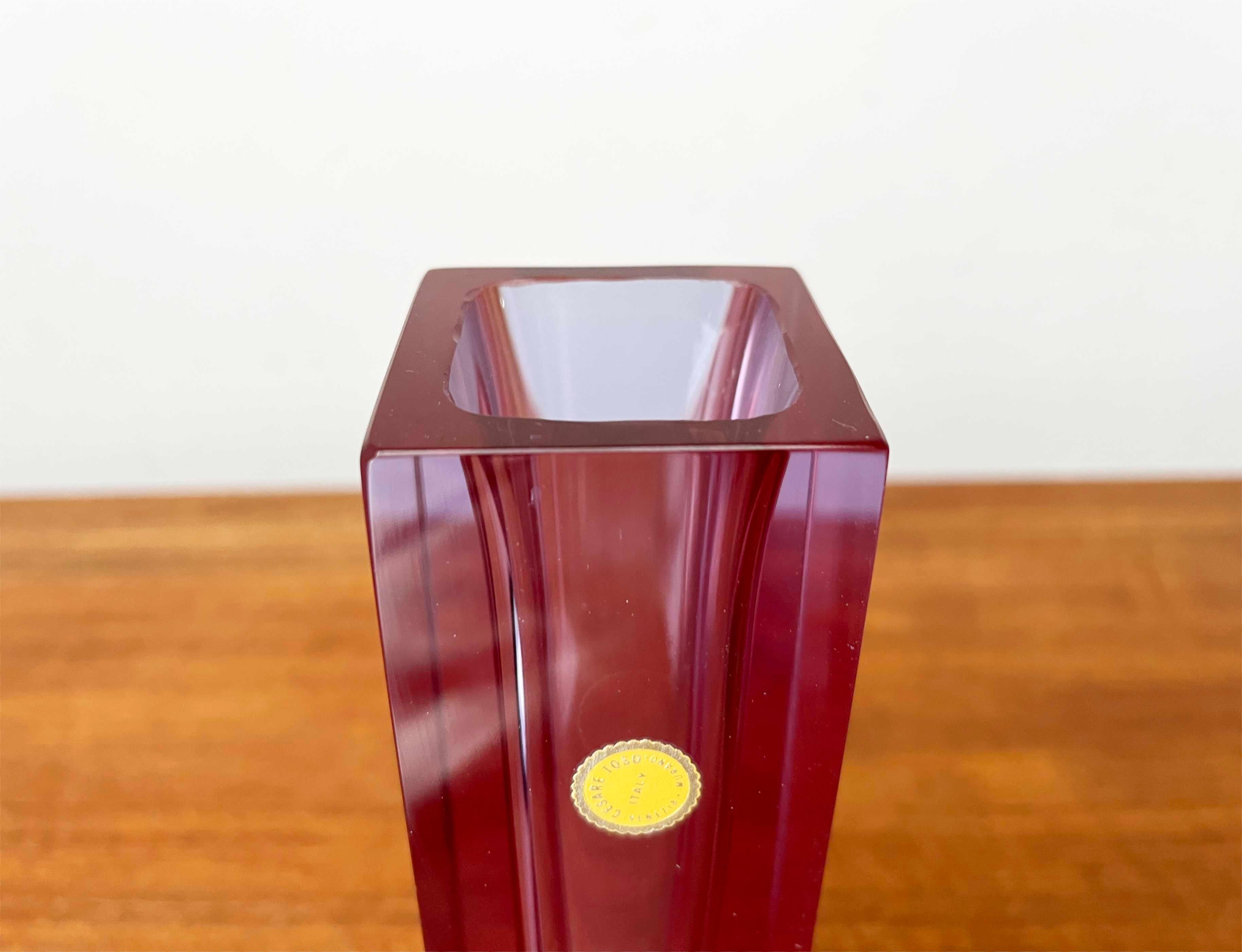 Vase en verre de Murano rose de Cesare Toso, Murano Venezia, Italie en vente 2