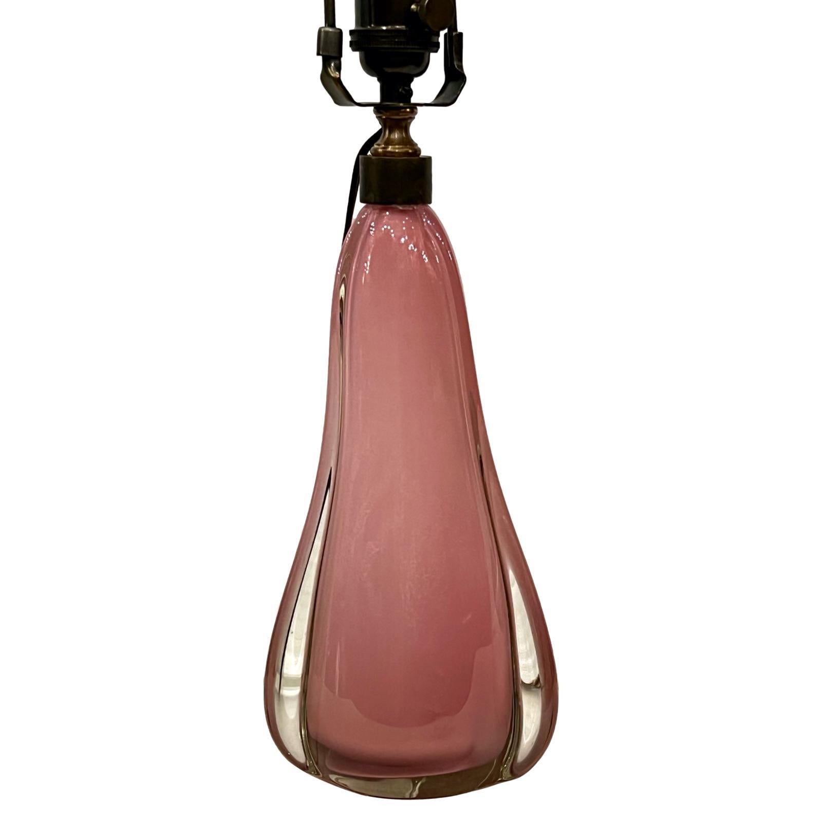 A circa 1950's pink Murano glass lamp

Measurements:
Height of body: 12