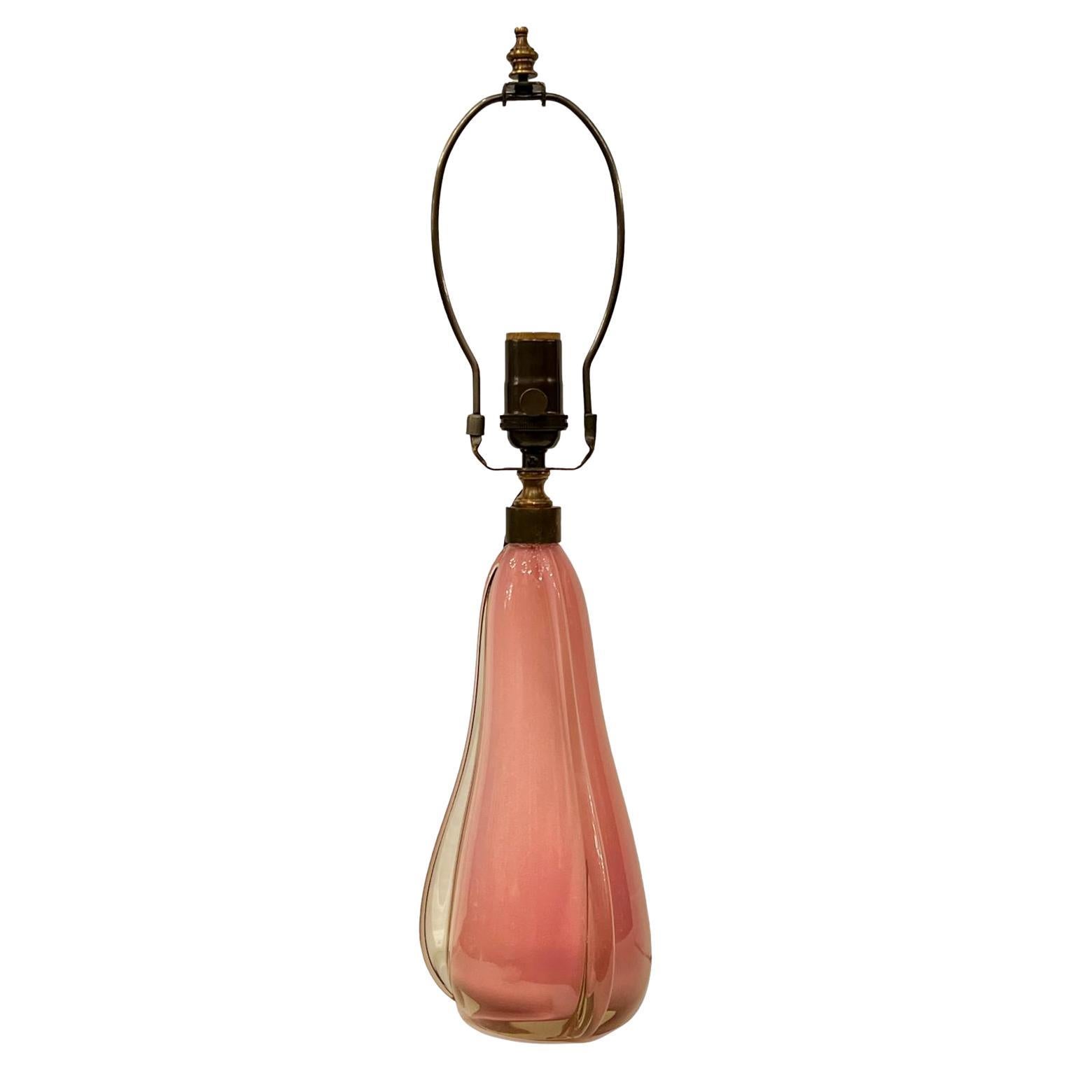 Lampe aus rosa Muranoglas mit Lampenschliff