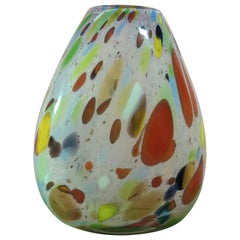 Vintage Pink Murano Glass Teardrop Vase - Confetti Style