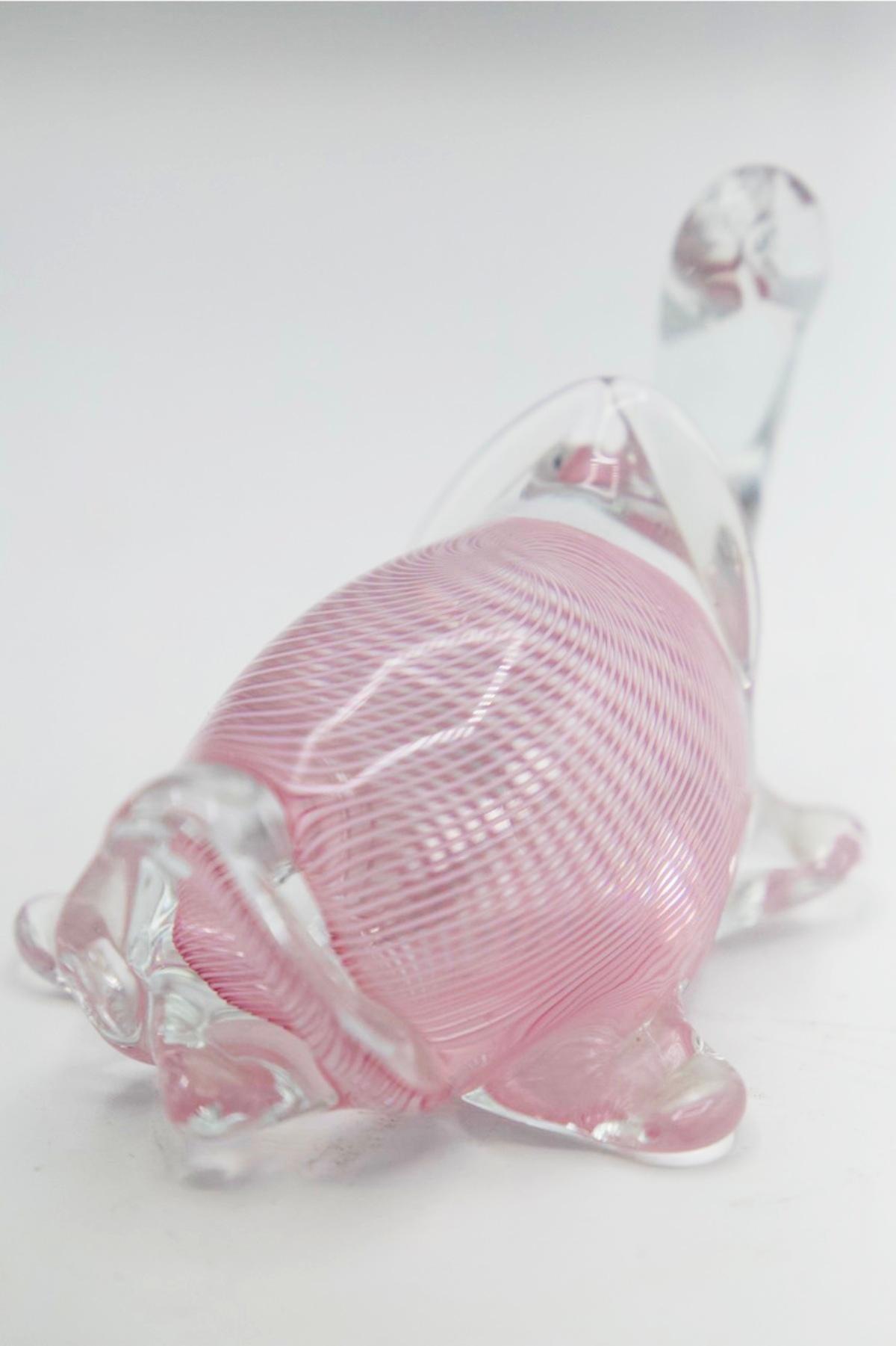 Italian Vintage Pink Murano Glass Turtle For Sale