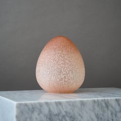 Vintage Pink Murano Style Egg-shaped Frosted Glass Table Lamp, Italy, 1980s