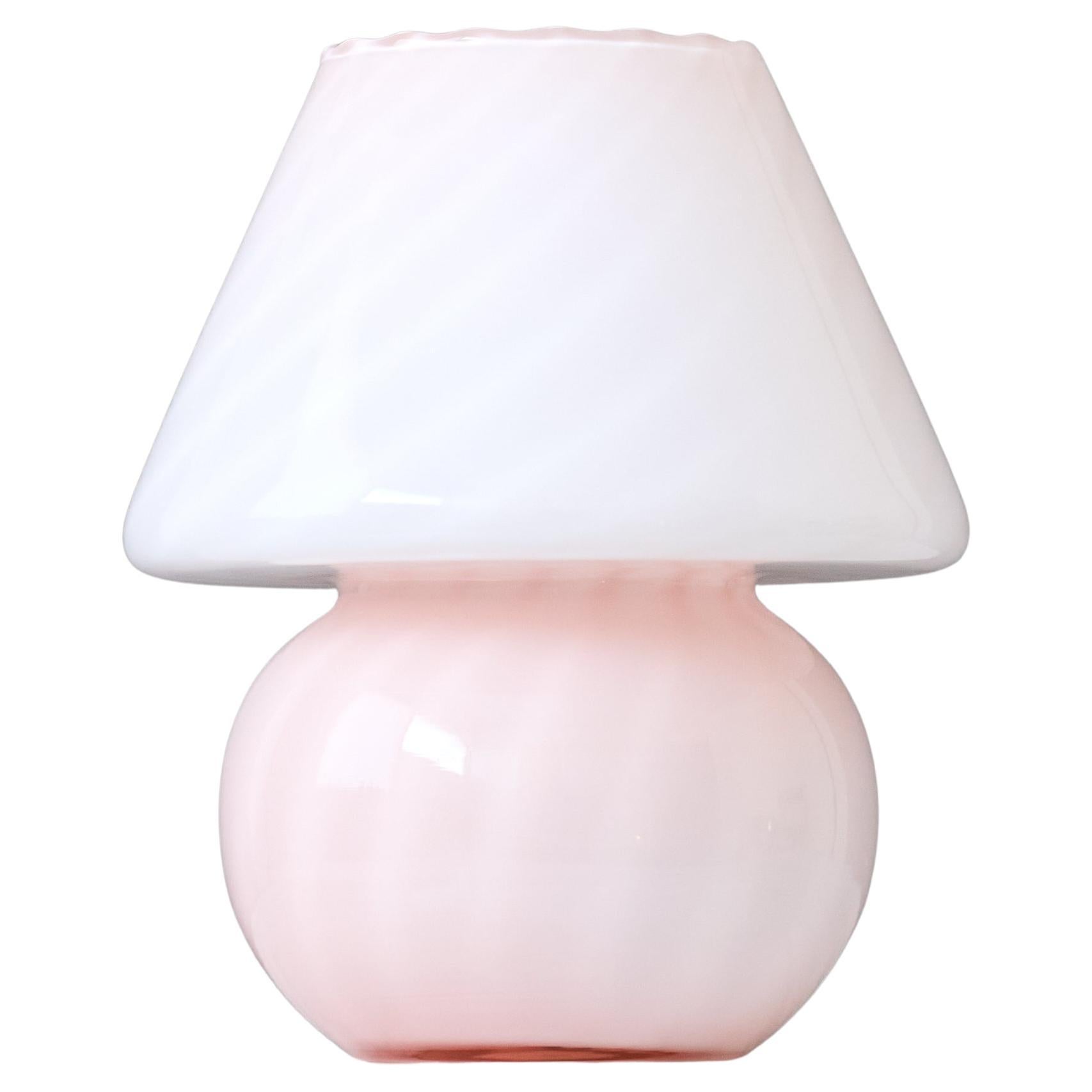 Lampada da tavolo in vetro rosa di Murano, Italia, anni '70