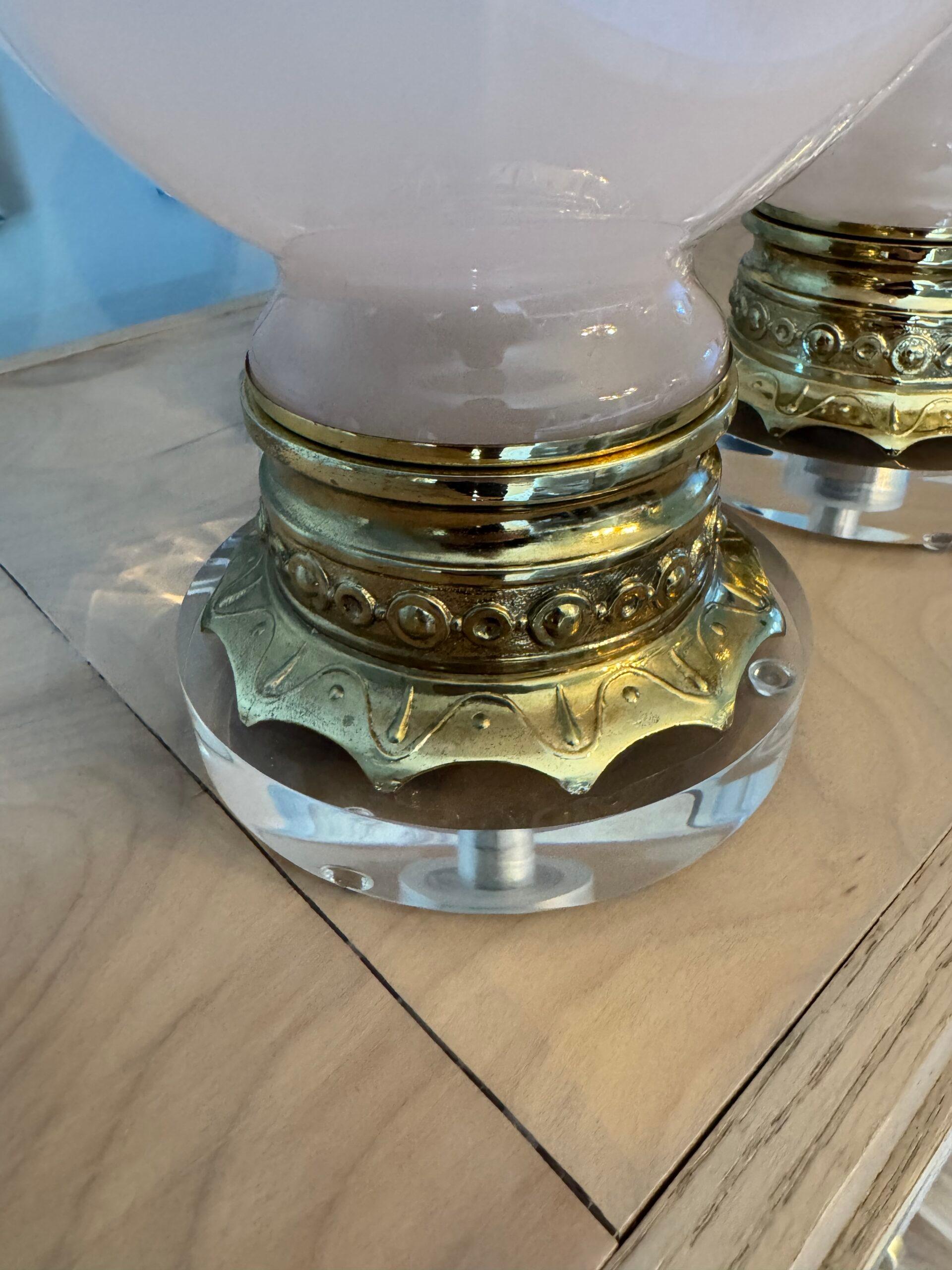 Vintage Pink Murano Table Lamps – a Pair In Good Condition For Sale In Smyrna, GA