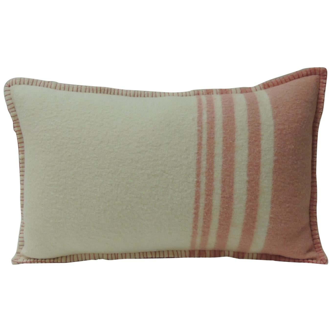 Vintage Pink & Natural Stripes English Wool Decorative Lumbar Pillow