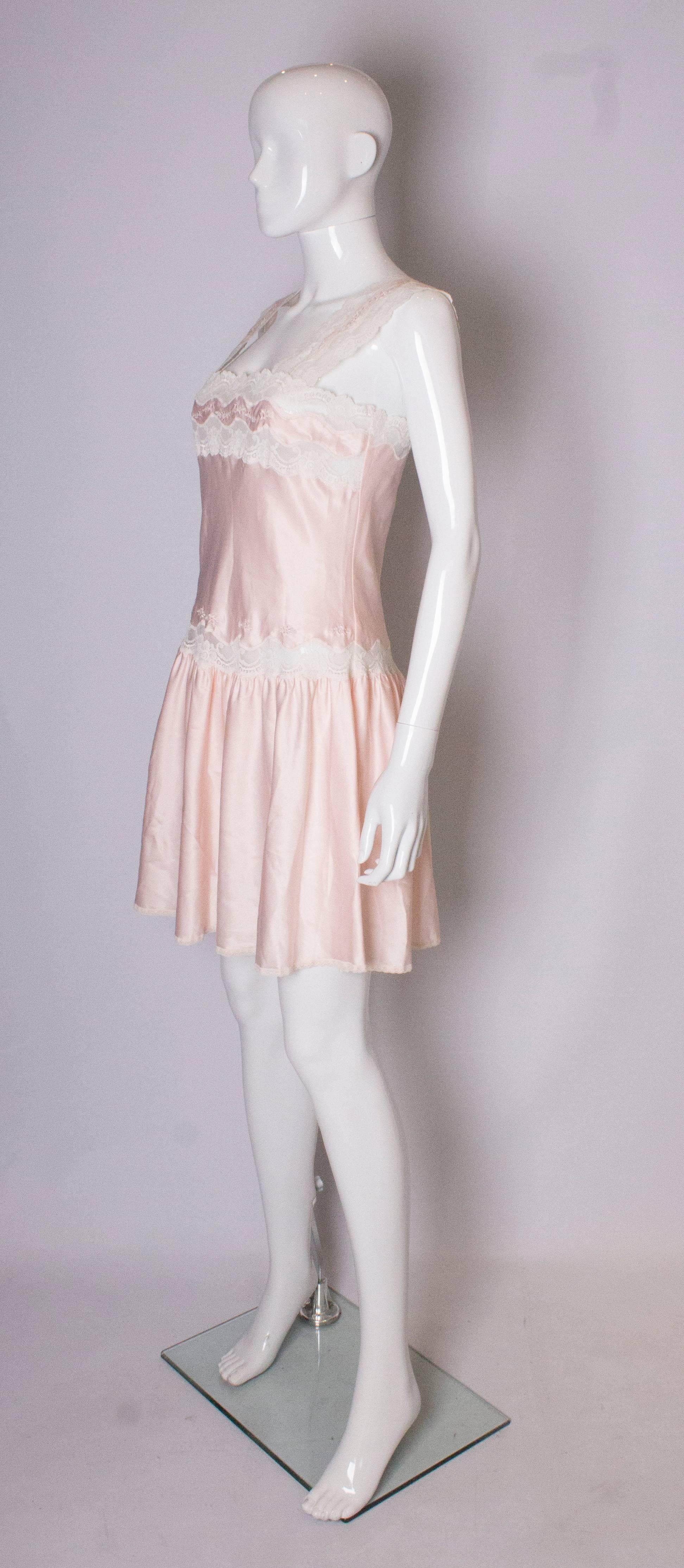 Beige Vintage Pink Nightdress /Dress with Lace Detail