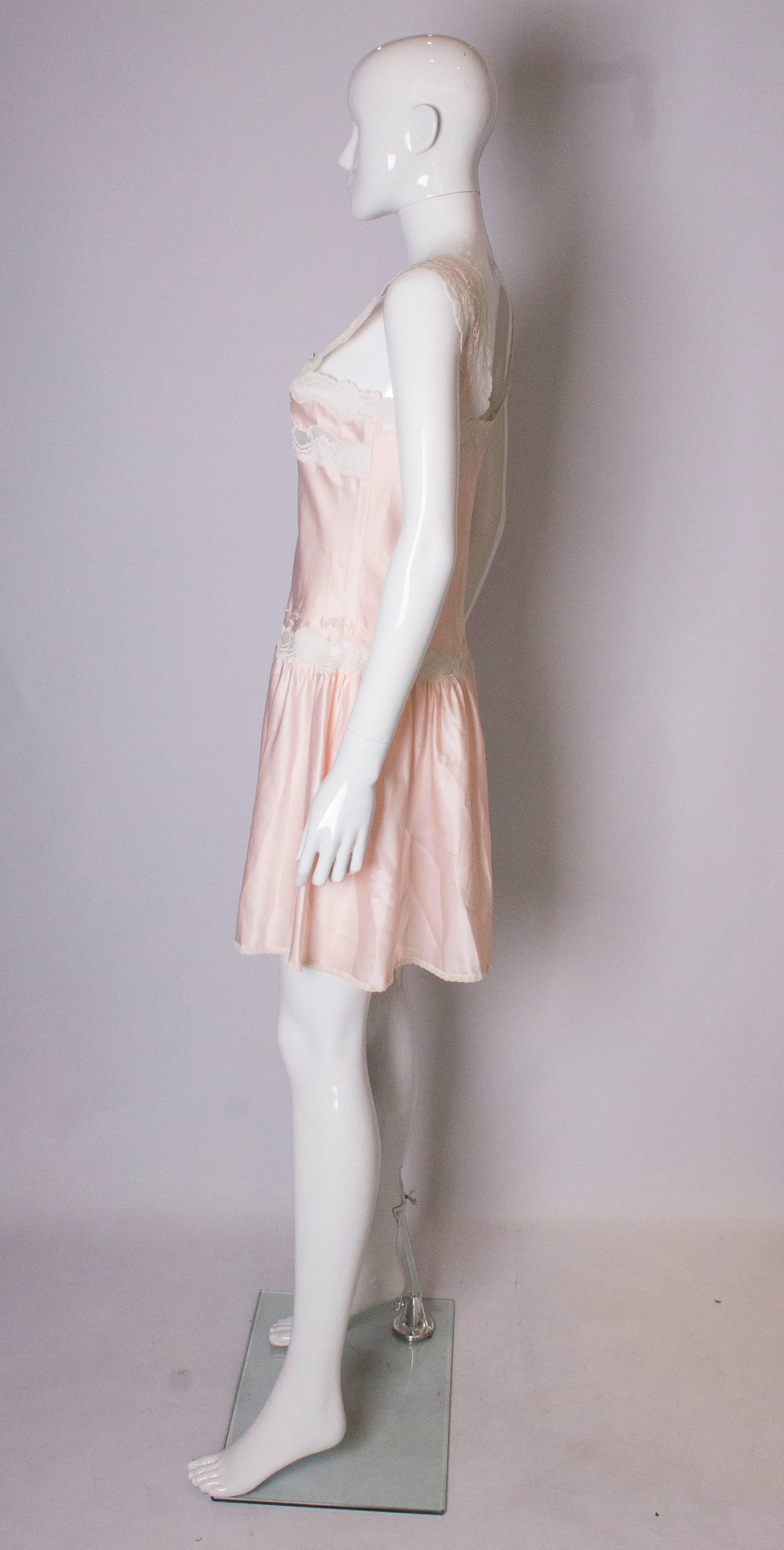 Women's Vintage Pink Nightdress /Dress with Lace Detail