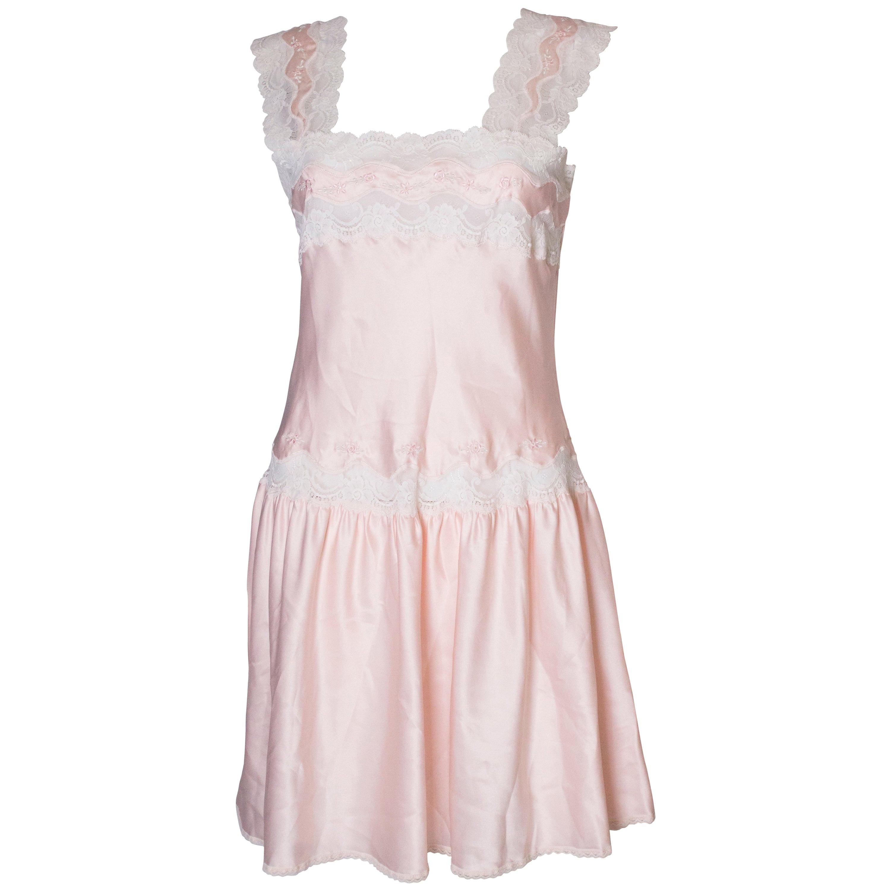 Vintage Pink Nightdress /Dress with Lace Detail