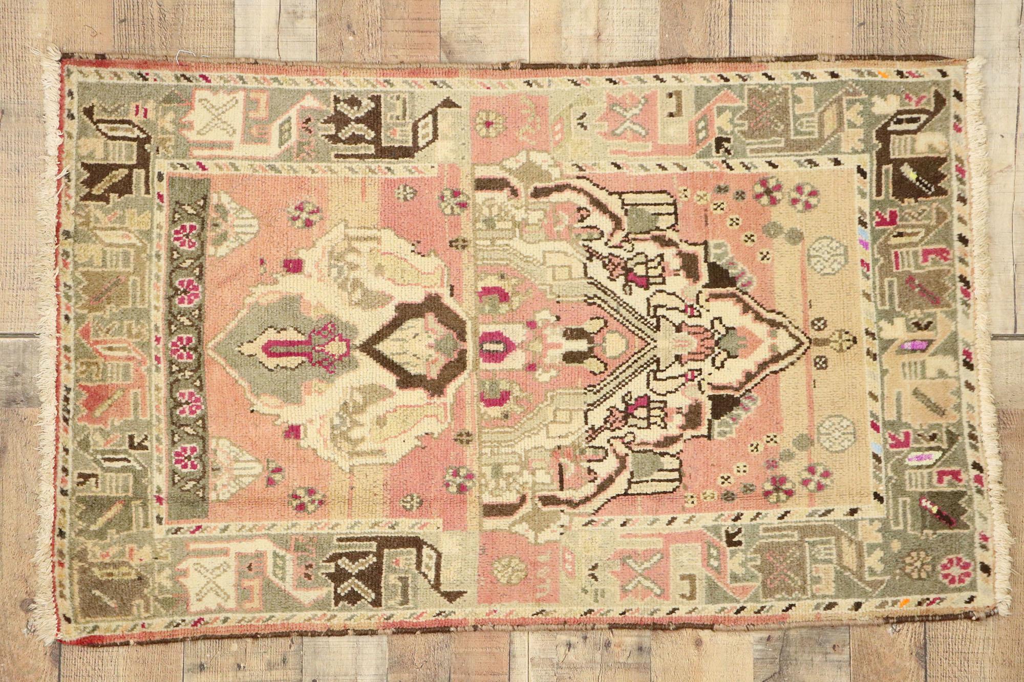 Vintage Pink Persian Bakhtiari Rug, Nomadic Boho Chic Meets Wabi-Sabi For Sale 1