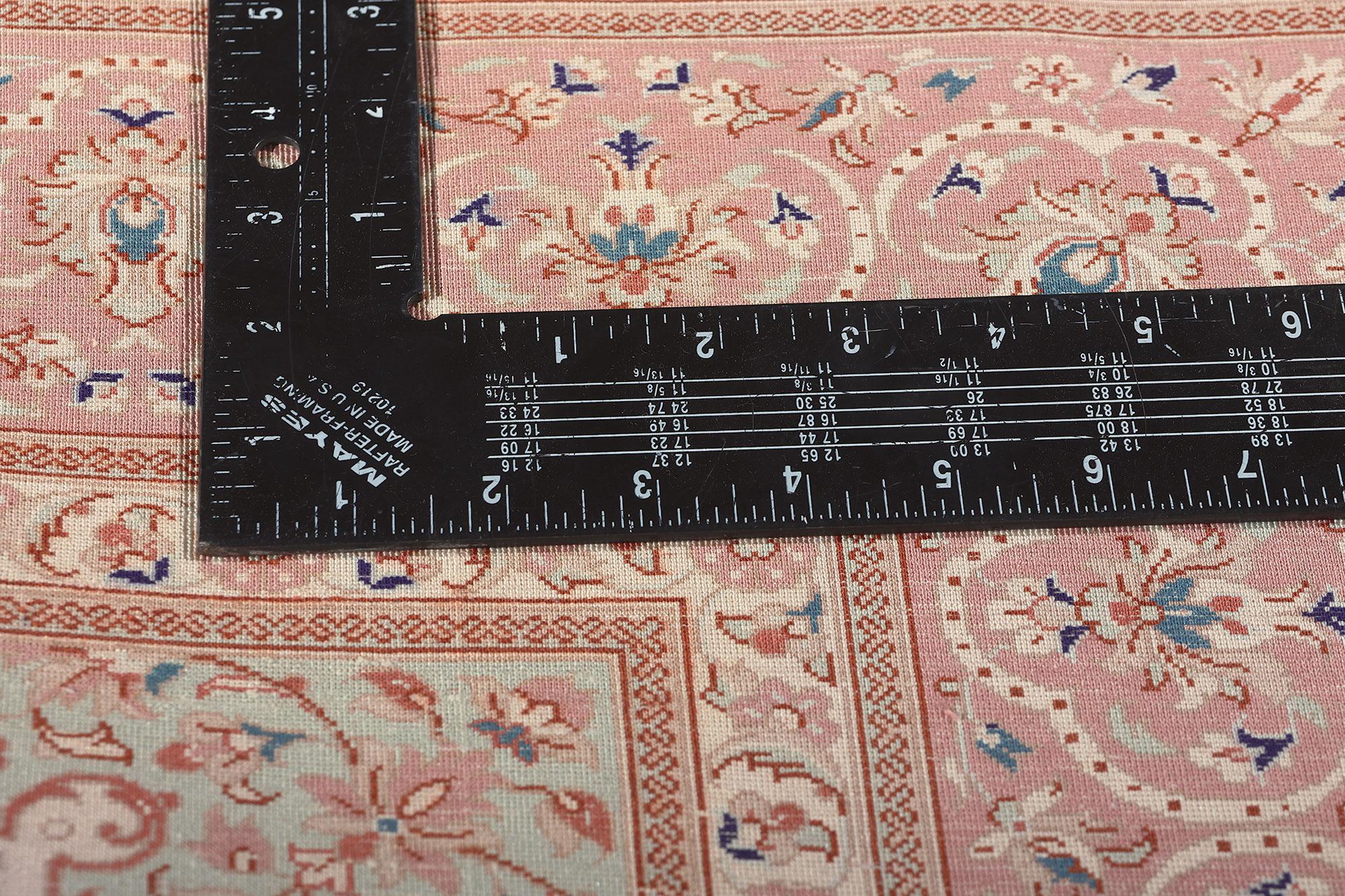 20th Century Vintage Pink Persian Fine Silk Qom Carpet For Sale