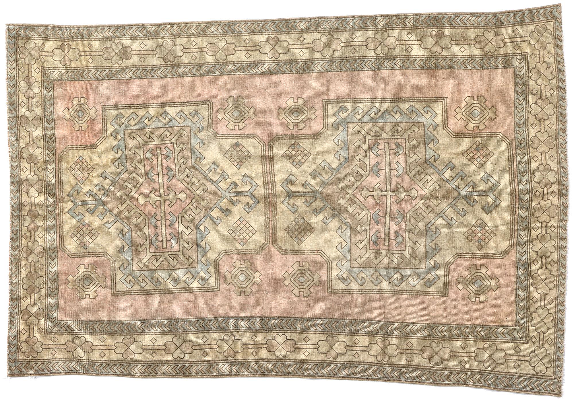Rosa persischer Hamadan-Teppich im Vintage-Stil, Boho Chic Meets Stammeskunst-Enchantment im Angebot 2