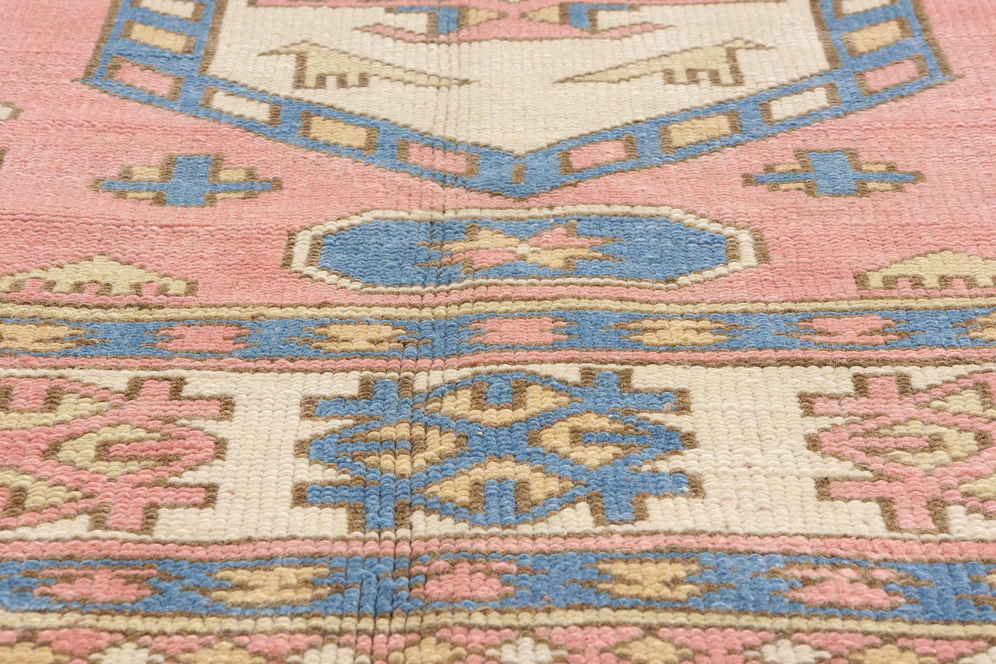 Vintage Pink Persian Hamadan Rug, Boho Chic Meets Tribal Enchantment In Good Condition For Sale In Dallas, TX