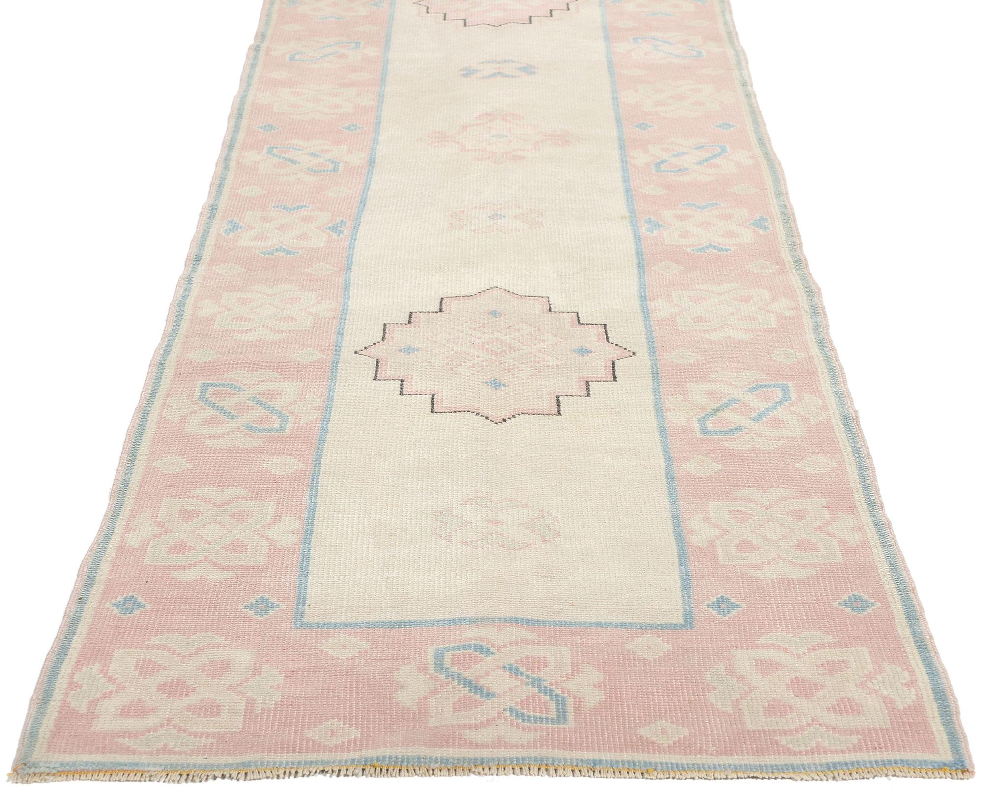 Hand-Knotted Vintage Pink Persian Hamadan Rug Carpet Runner For Sale