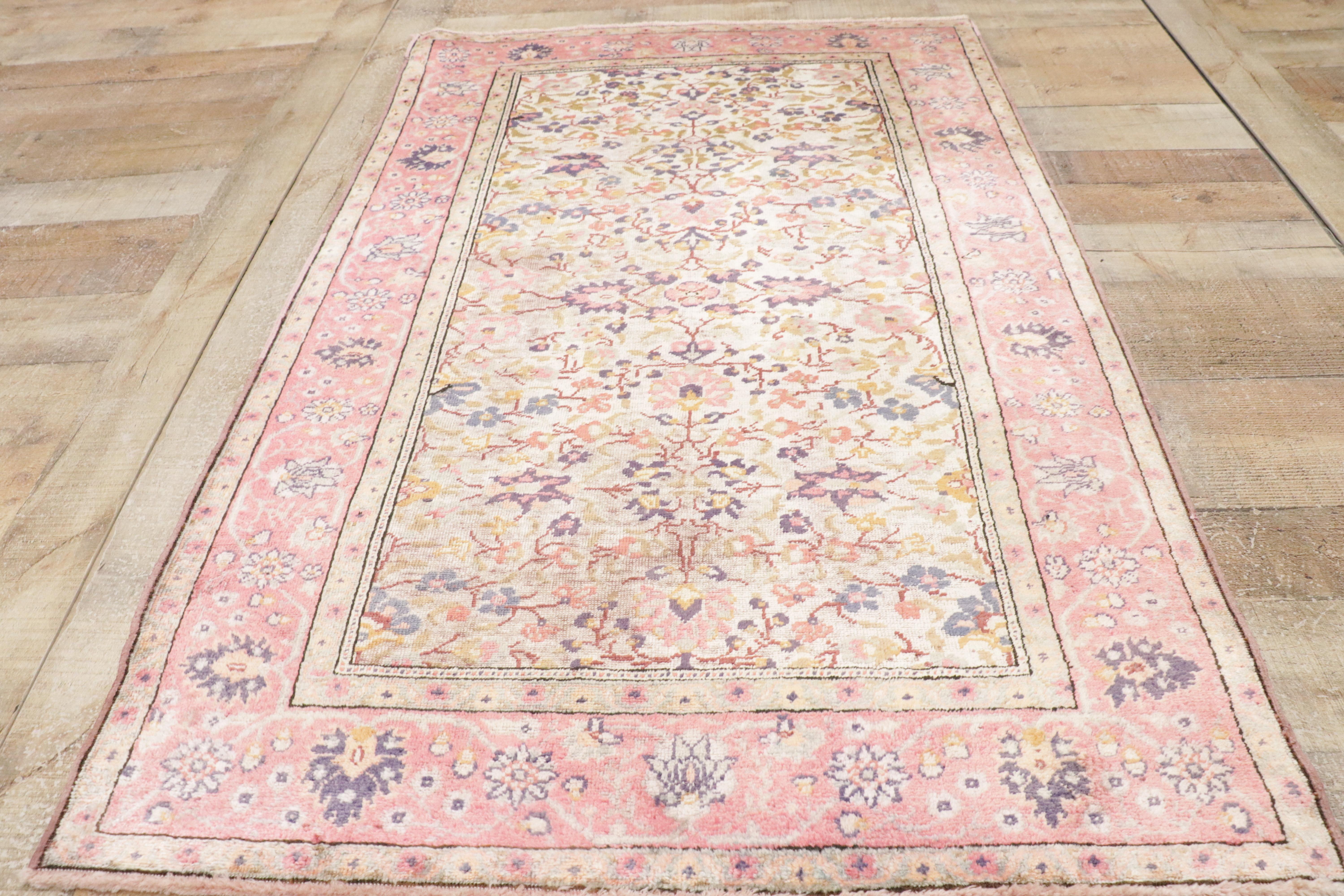 Rosafarbener persischer Souf-Seiden-Kashan-Teppich im Angebot 2