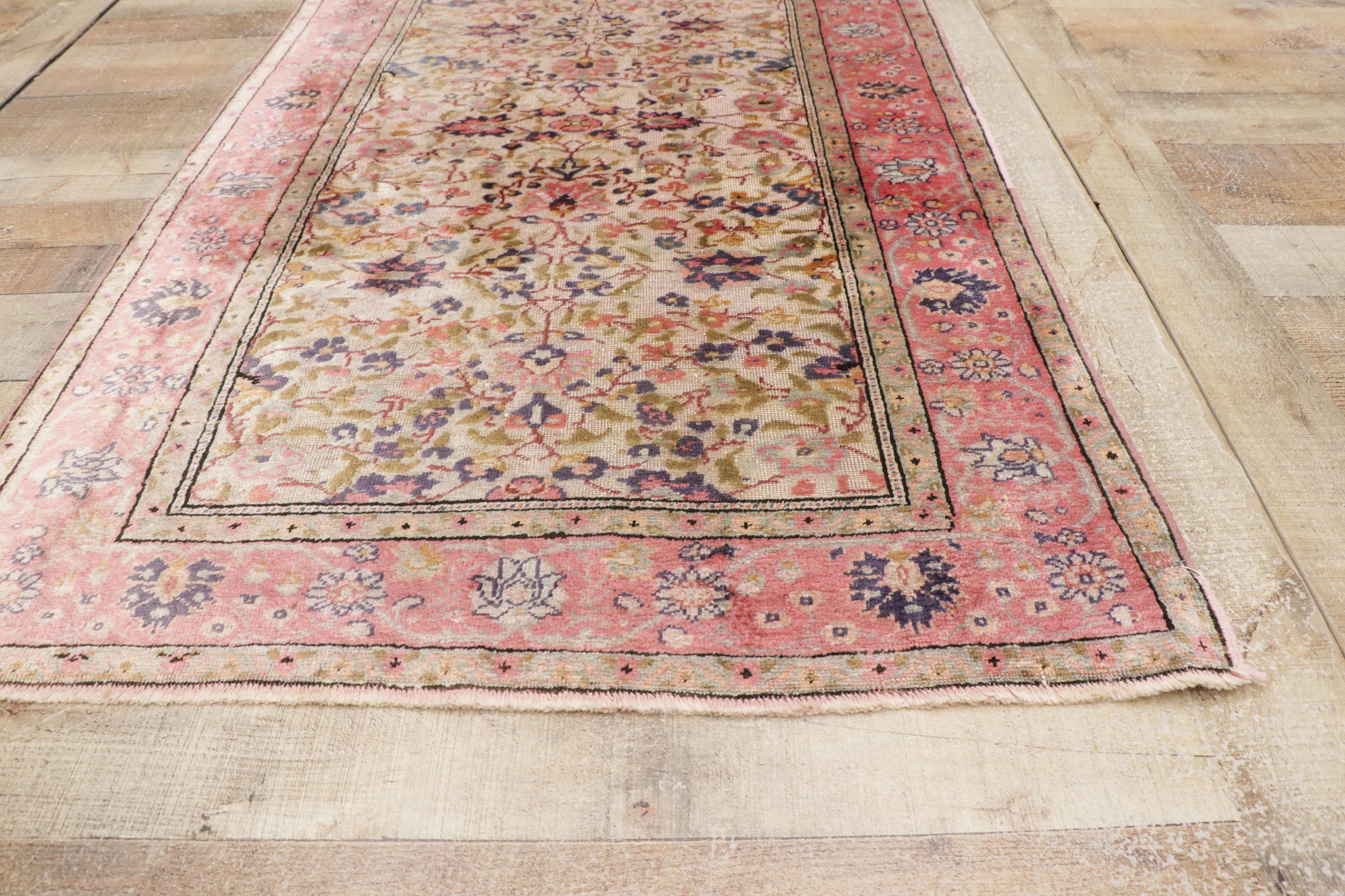 Rosafarbener persischer Souf-Seiden-Kashan-Teppich im Angebot 3