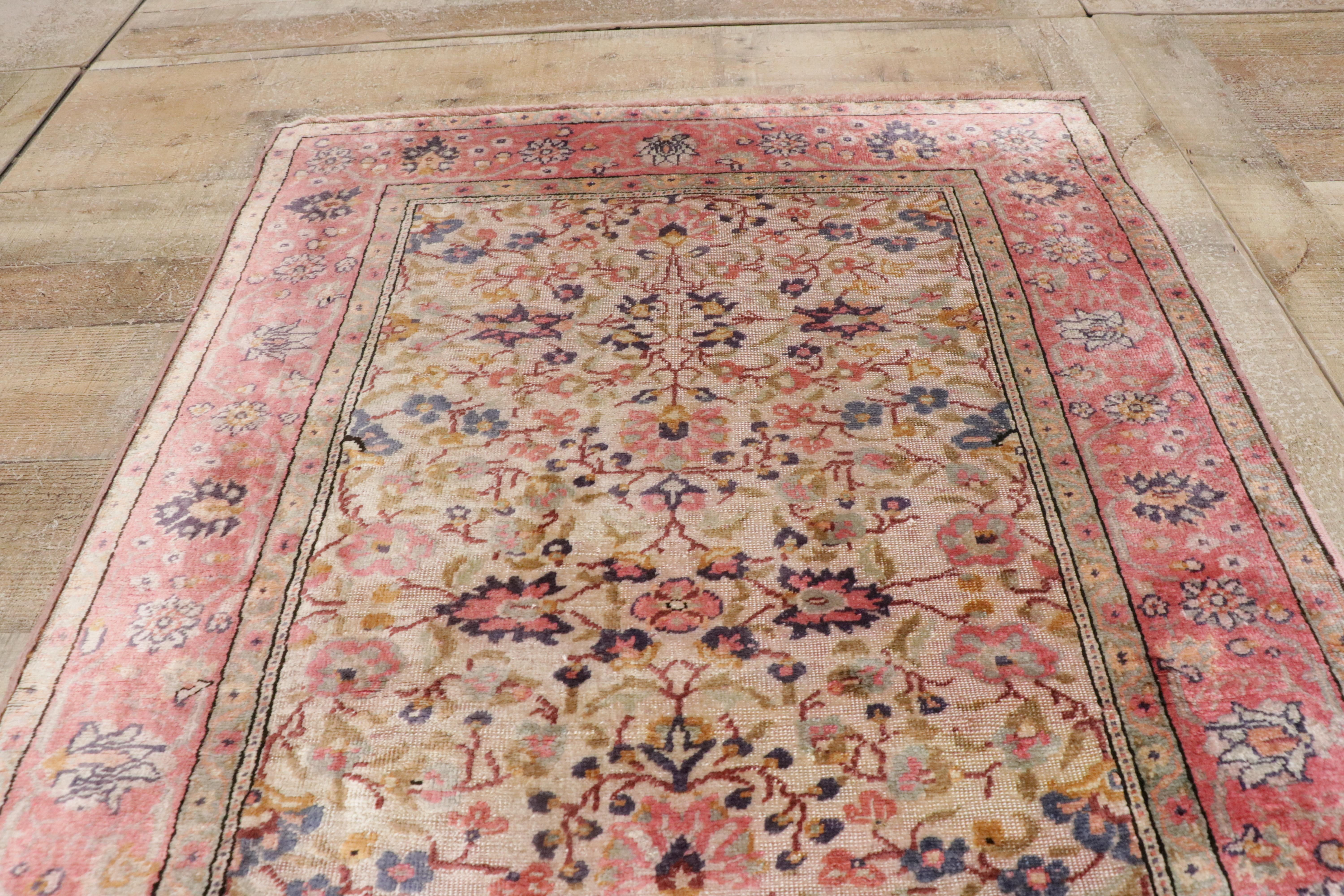 Rosafarbener persischer Souf-Seiden-Kashan-Teppich im Angebot 5