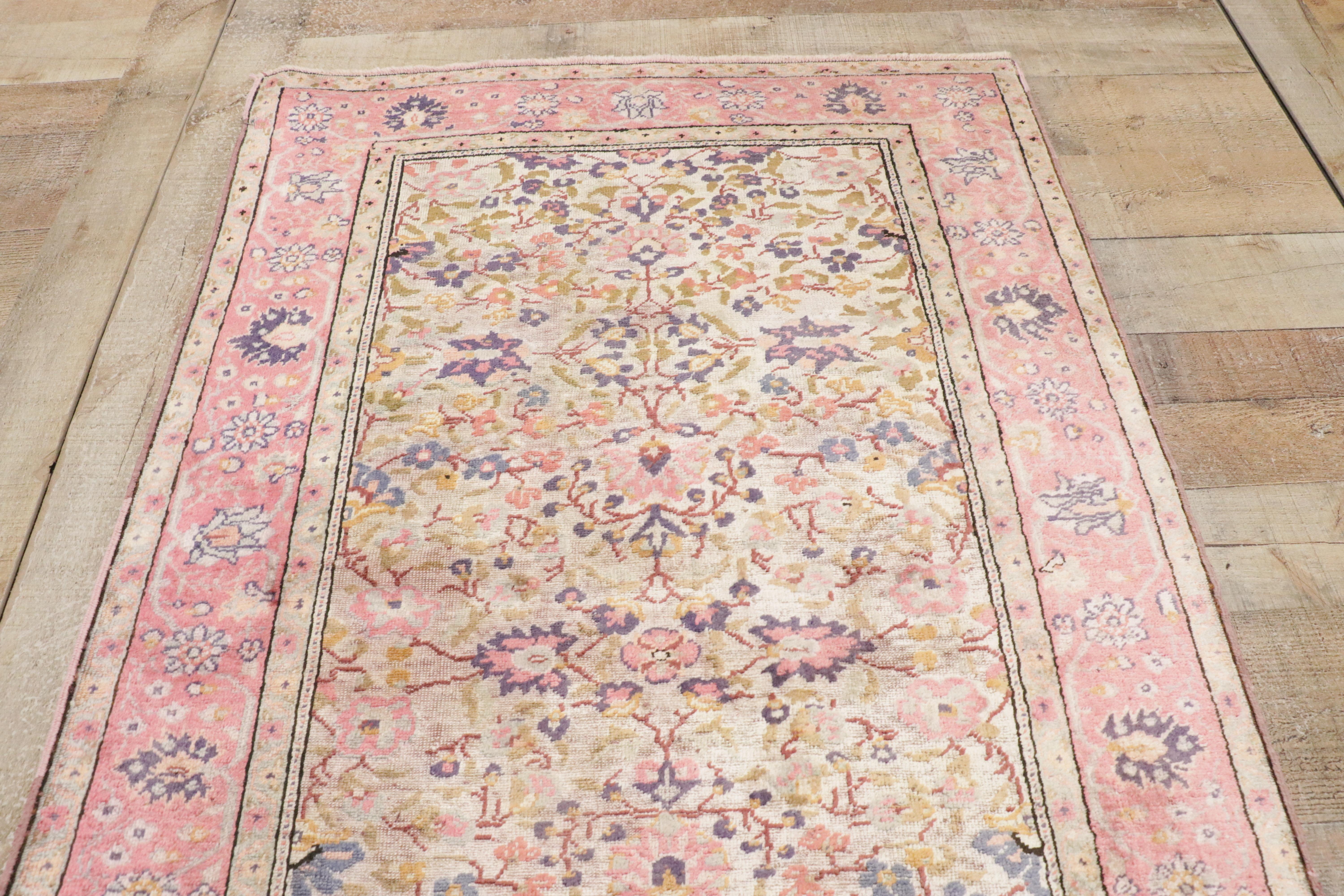 Rosafarbener persischer Souf-Seiden-Kashan-Teppich im Angebot 7