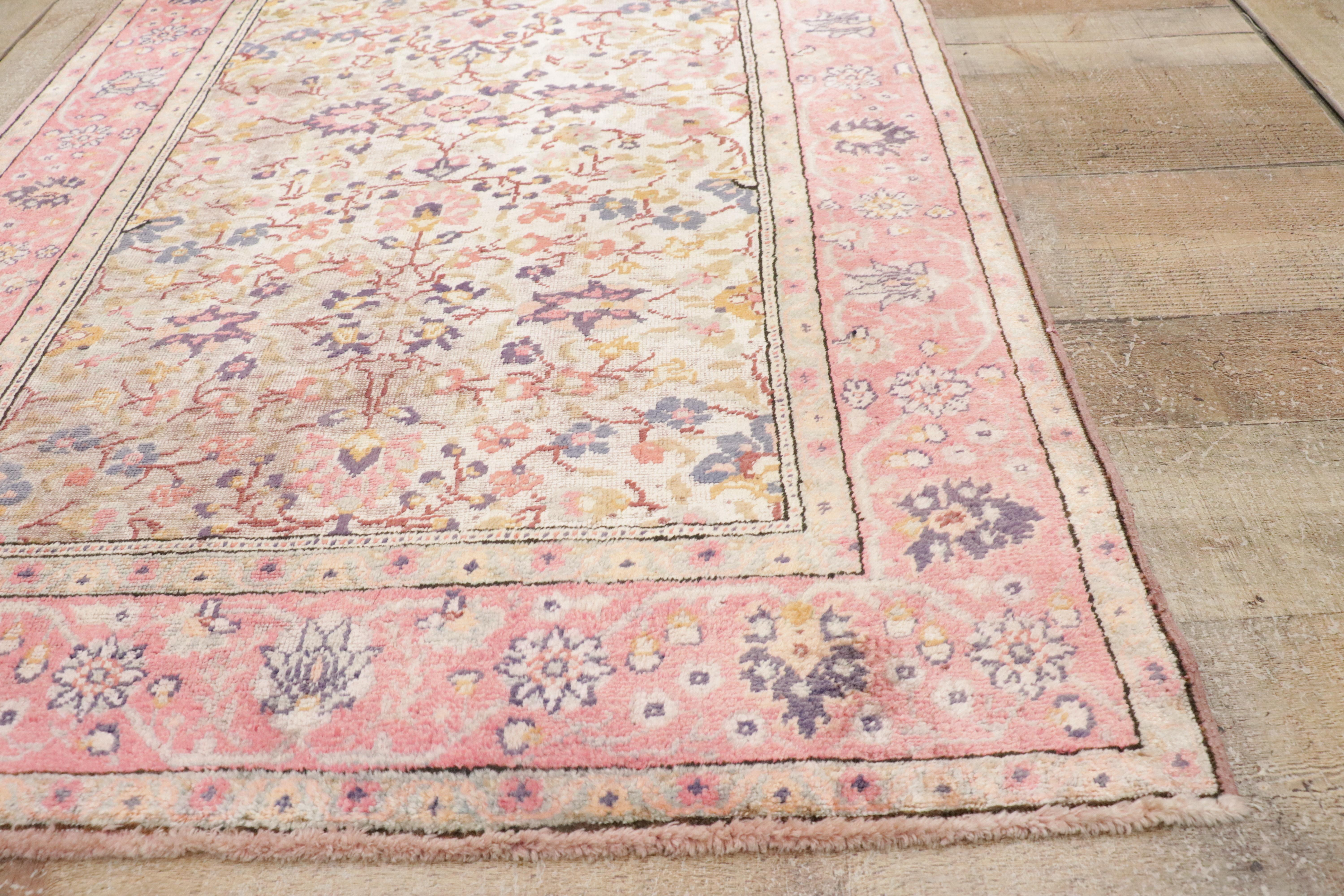 Rosafarbener persischer Souf-Seiden-Kashan-Teppich im Angebot 8