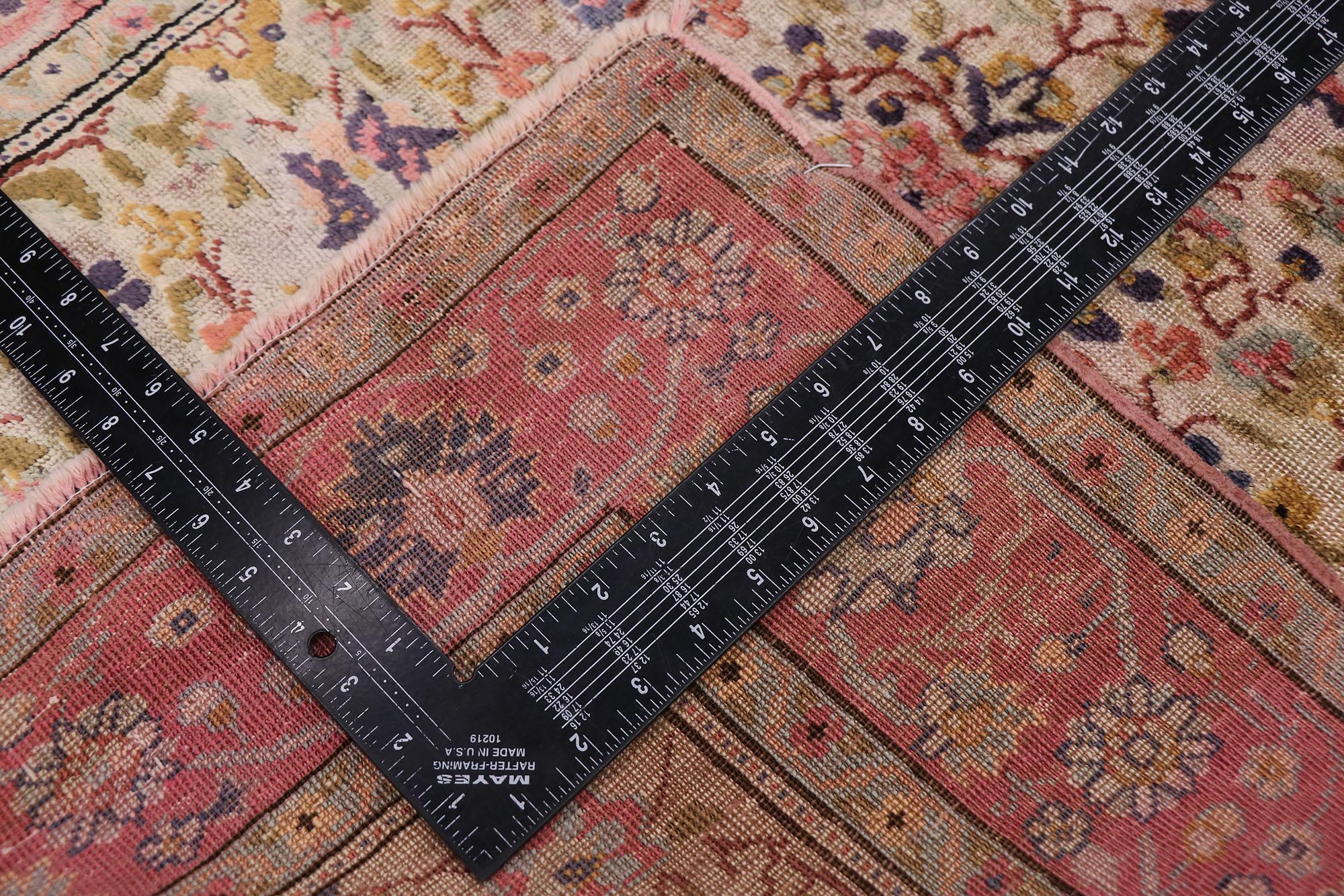 Vintage Pink Persian Souf Silk Kashan Rug In Good Condition For Sale In Dallas, TX