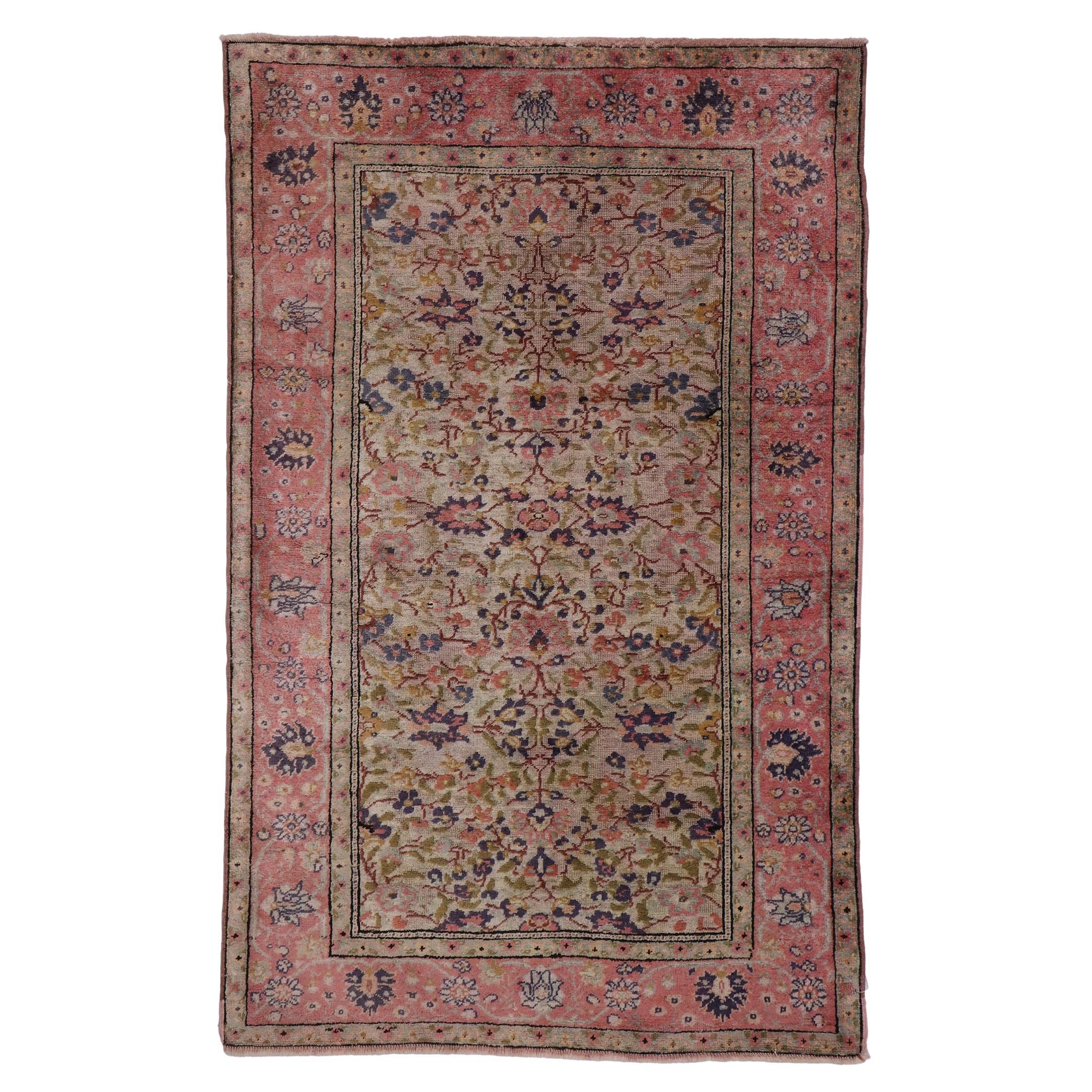 Vintage Pink Persian Souf Silk Kashan Rug