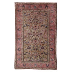 Vintage Pink Persian Souf Silk Kashan Rug