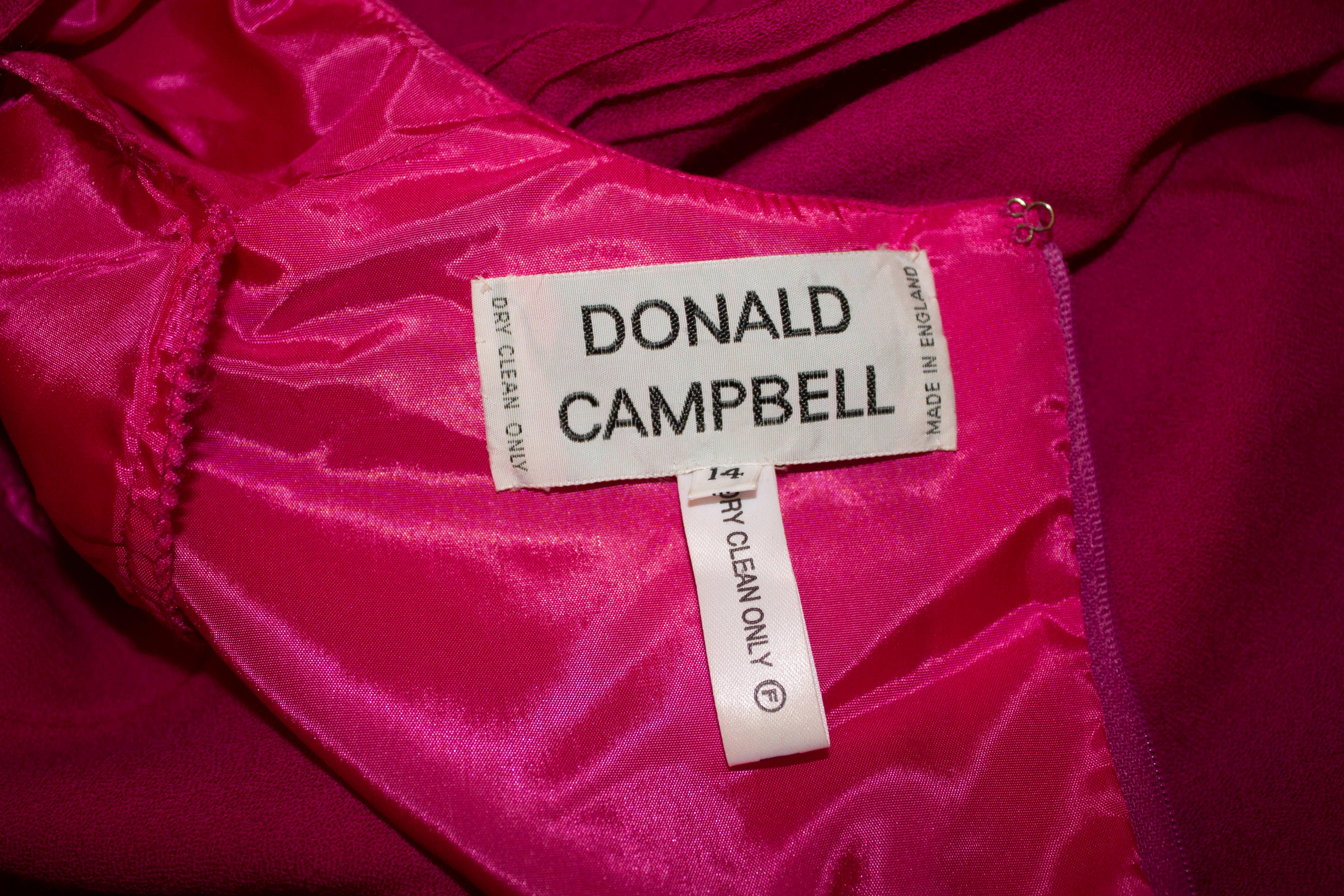 Vintage Pink Print Dress by Donald Campbell In Good Condition For Sale In London, GB