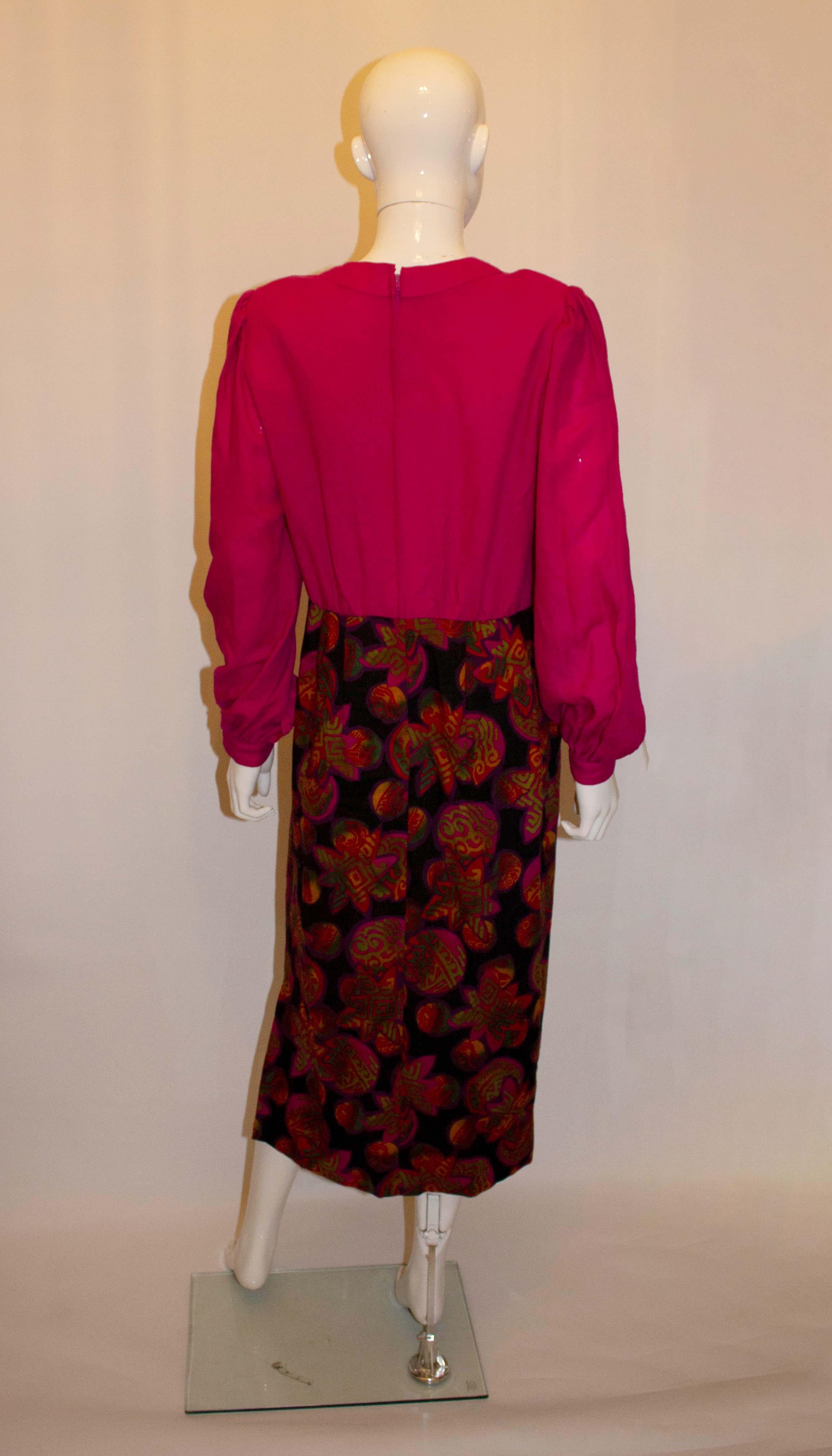 Vintage Pink Print Dress by Donald Campbell For Sale 1