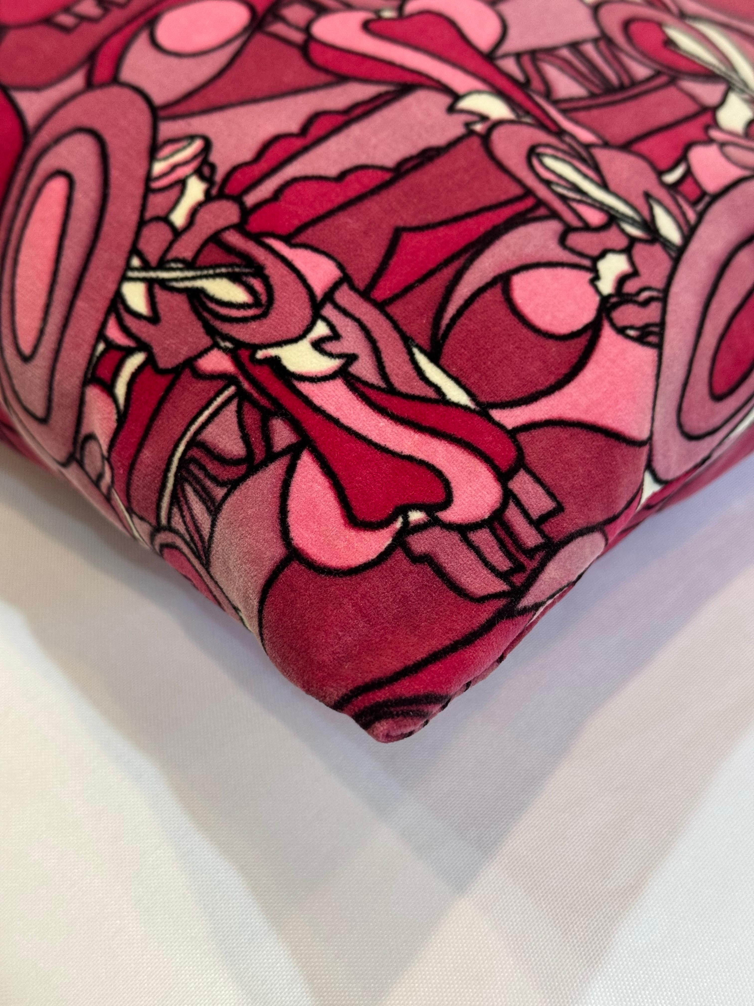 Cuscino in velluto psichedelico rosa vintage in stile Pucci in vendita 3