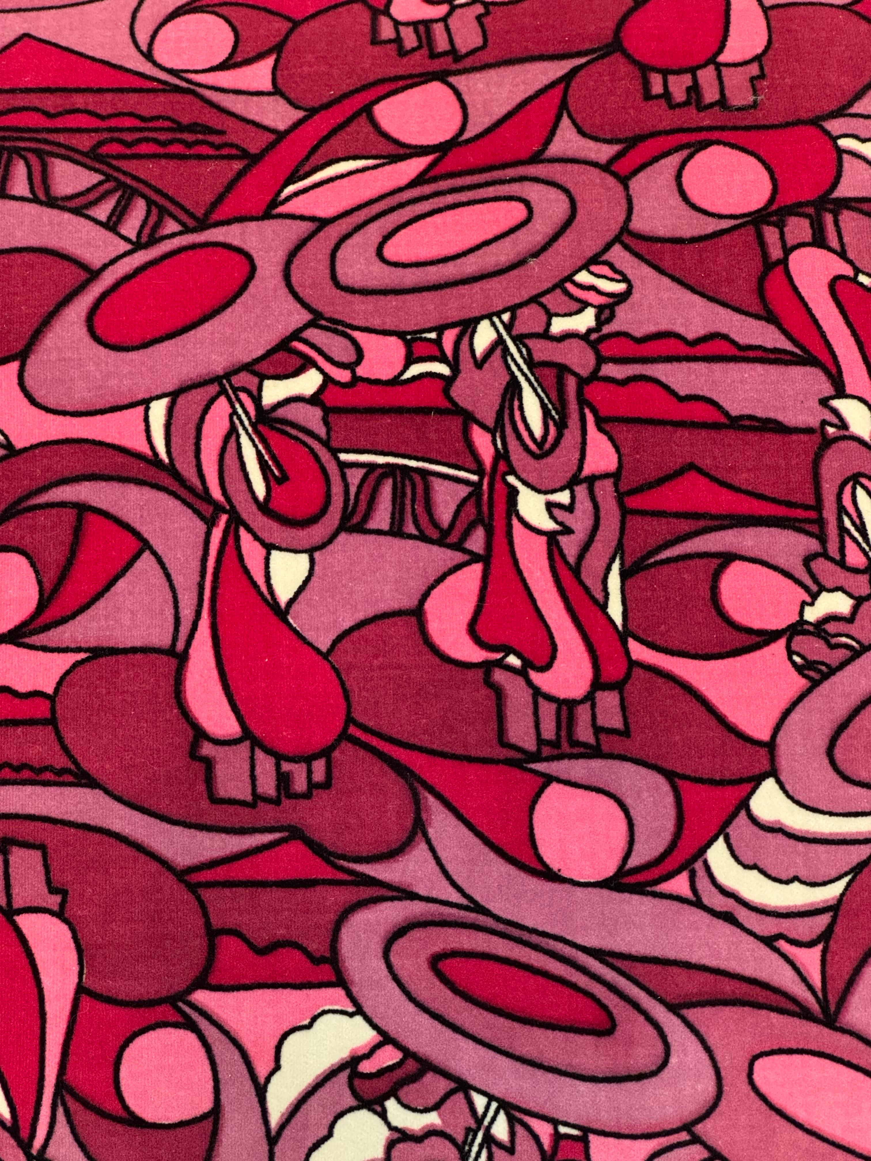 Cuscino in velluto psichedelico rosa vintage in stile Pucci in vendita 7