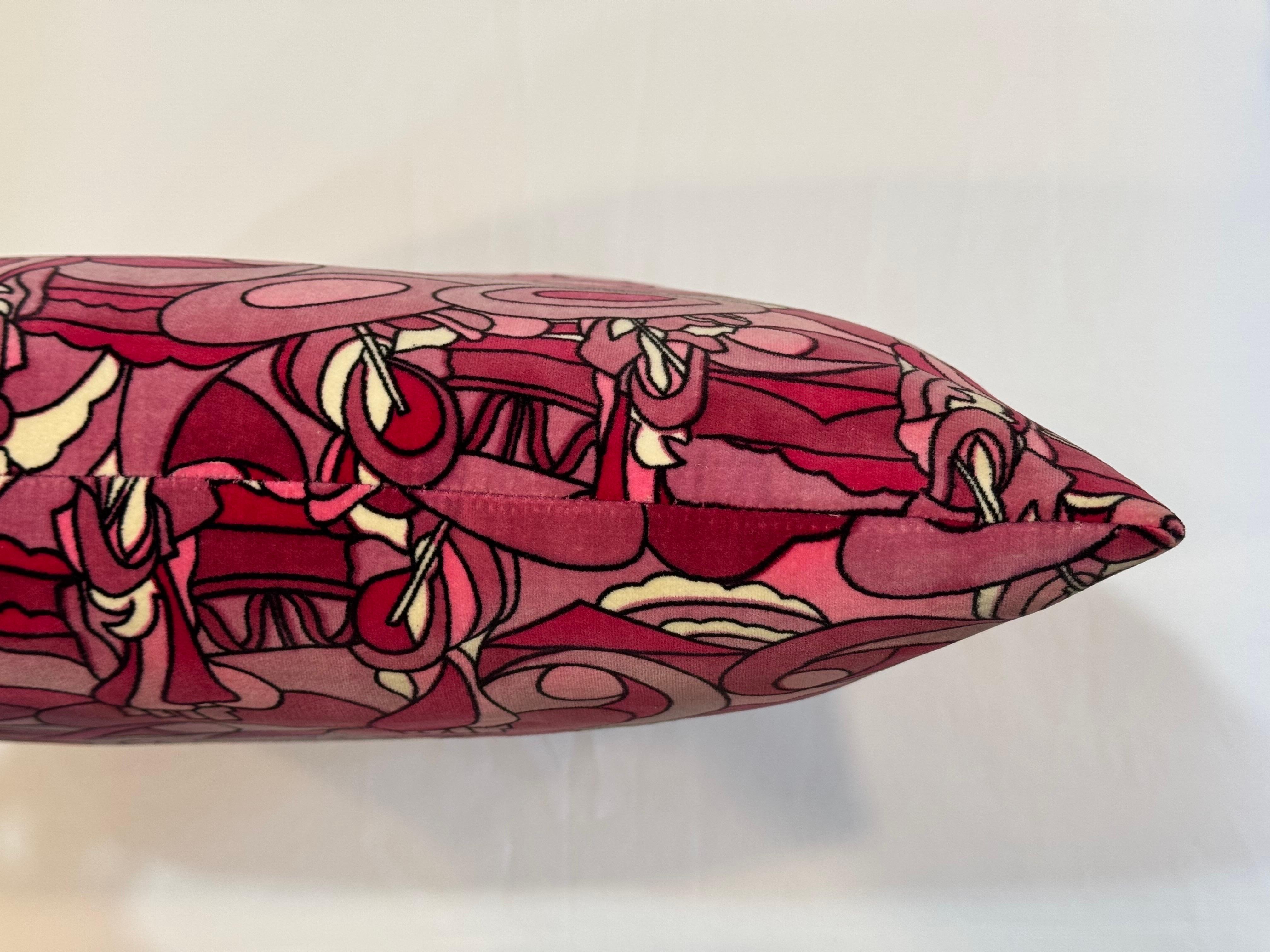Cuscino in velluto psichedelico rosa vintage in stile Pucci in vendita 9