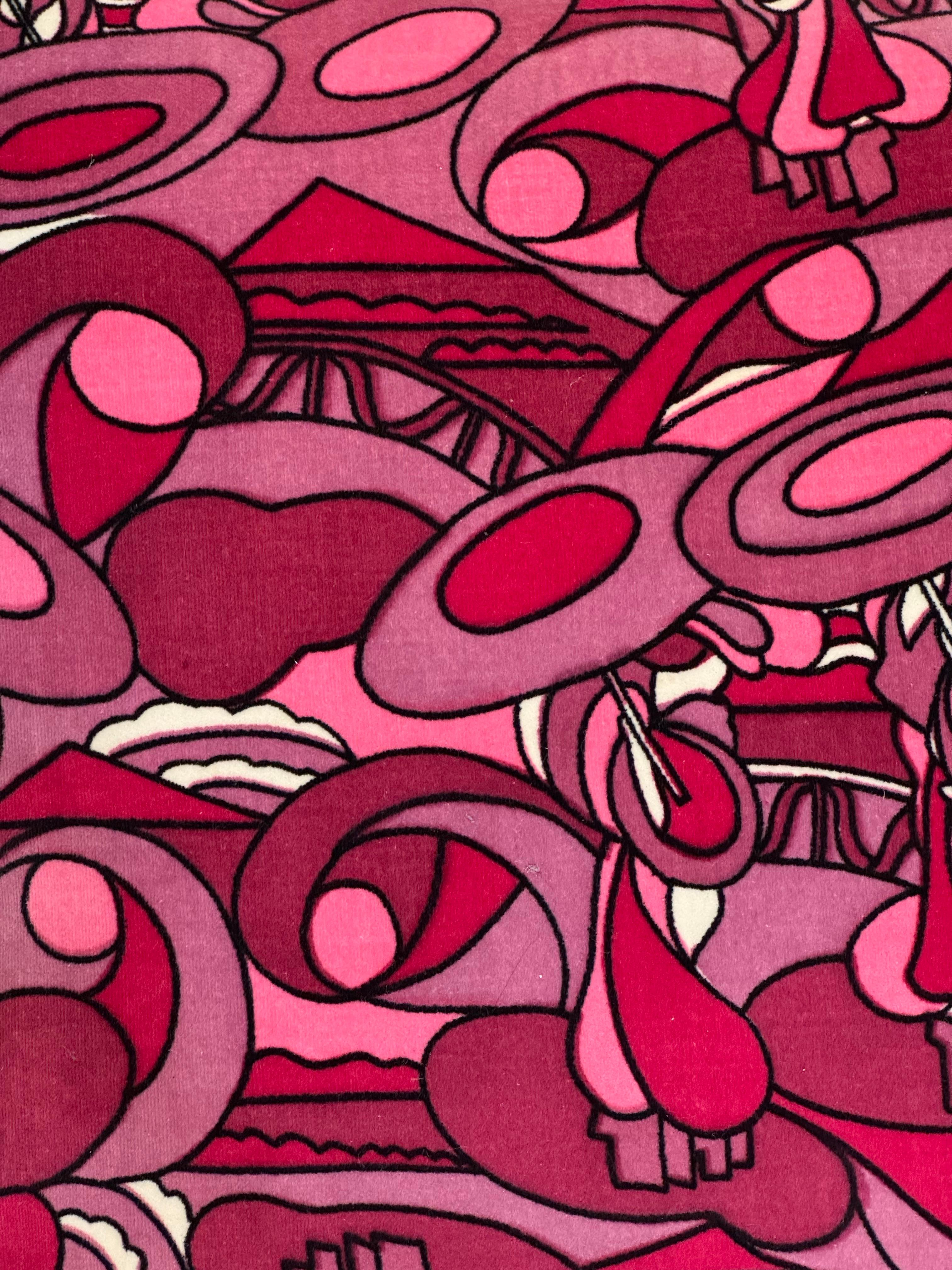 Cuscino in velluto psichedelico rosa vintage in stile Pucci in vendita 1