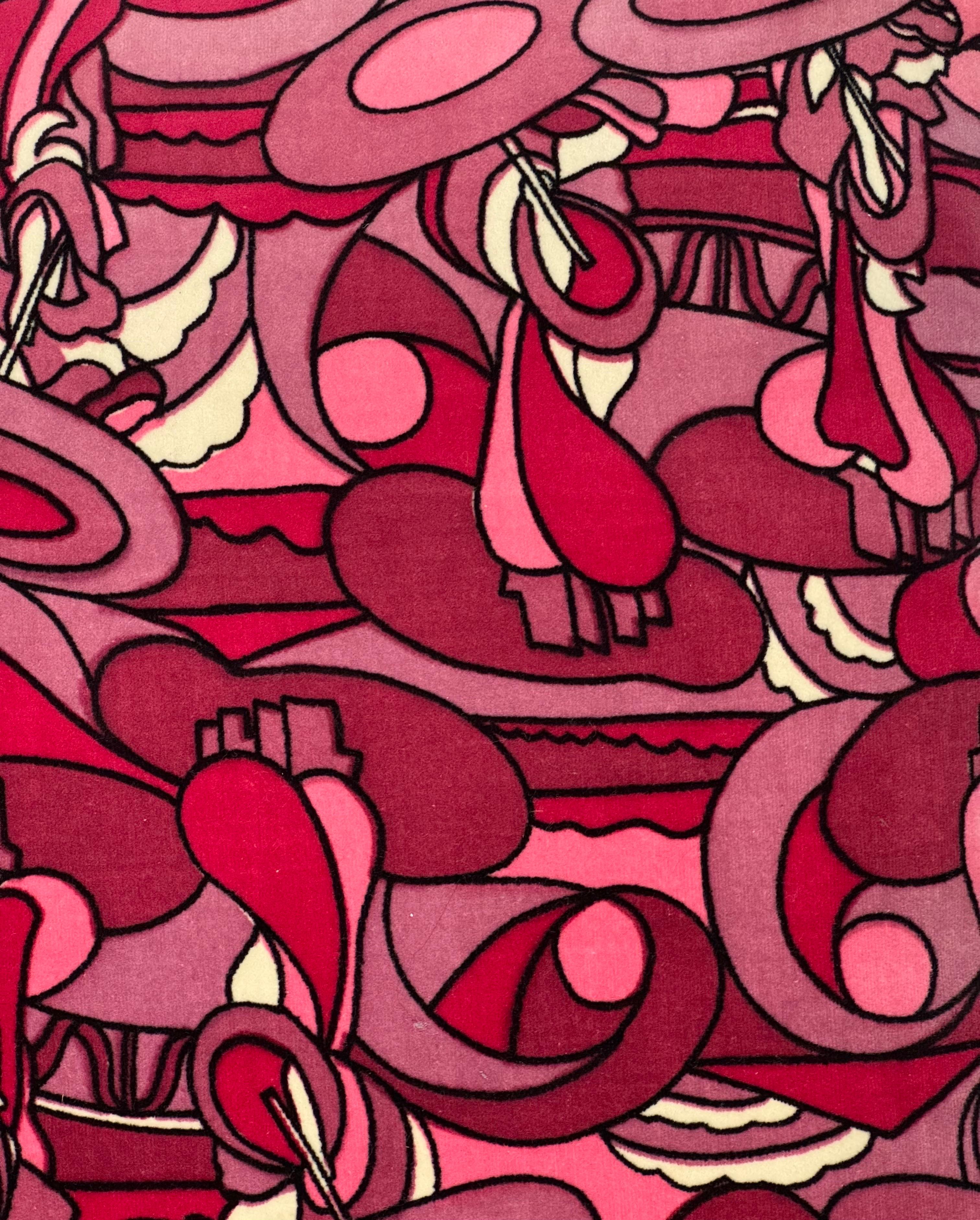 Cuscino in velluto psichedelico rosa vintage in stile Pucci in vendita 2