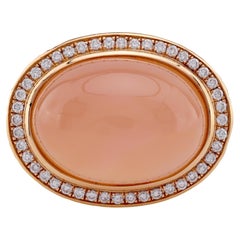 Vintage Pink Quartz Diamond 18K Yellow Gold Cocktail Ring
