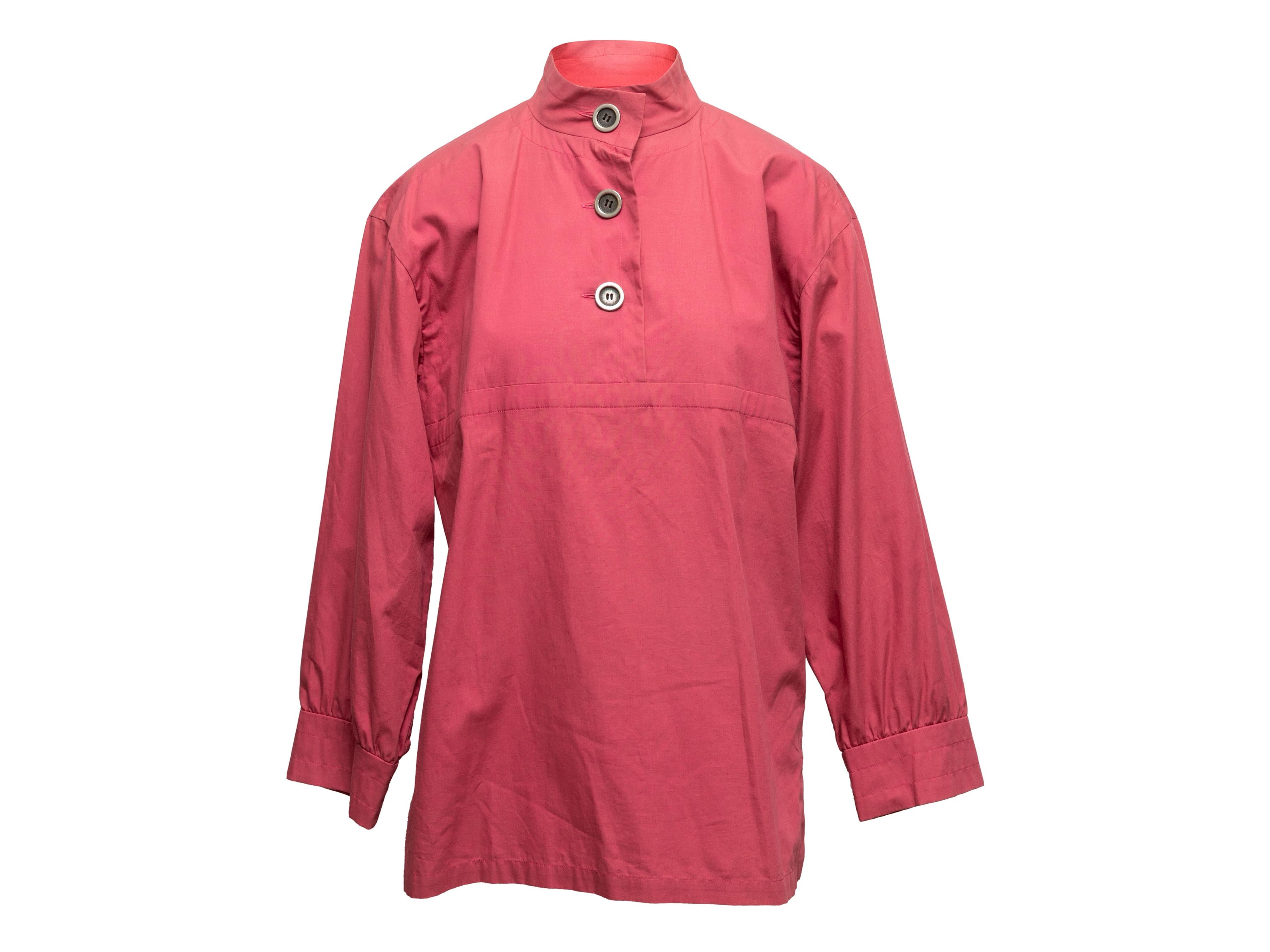 Women's Vintage Pink Saint Laurent 1970s Tunic Top Size FR 40 For Sale