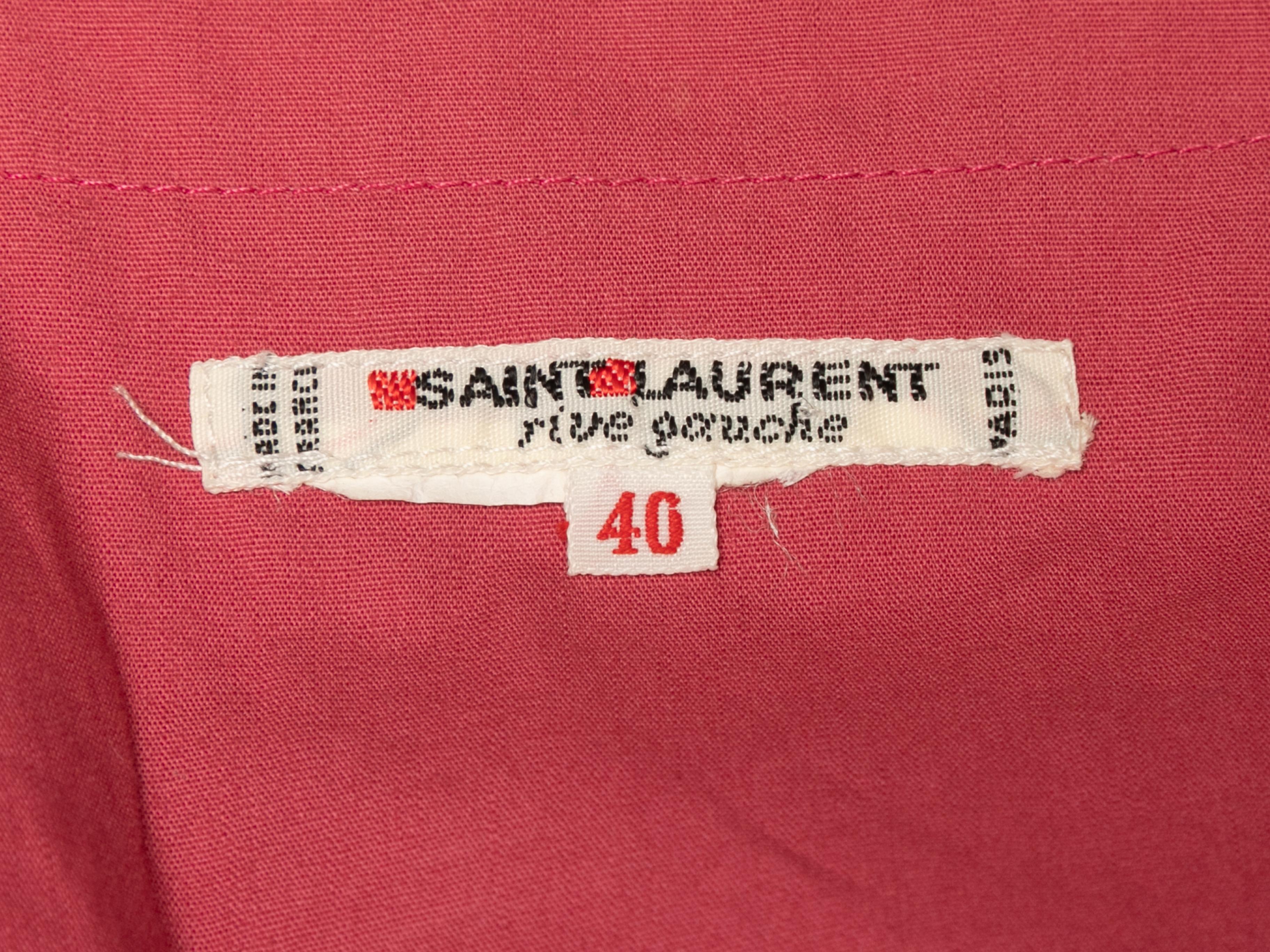 Vintage Pink Saint Laurent 1970s Tunic Top Size FR 40 For Sale 1