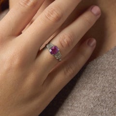 Vintage pink sapphire diamond platinum ring