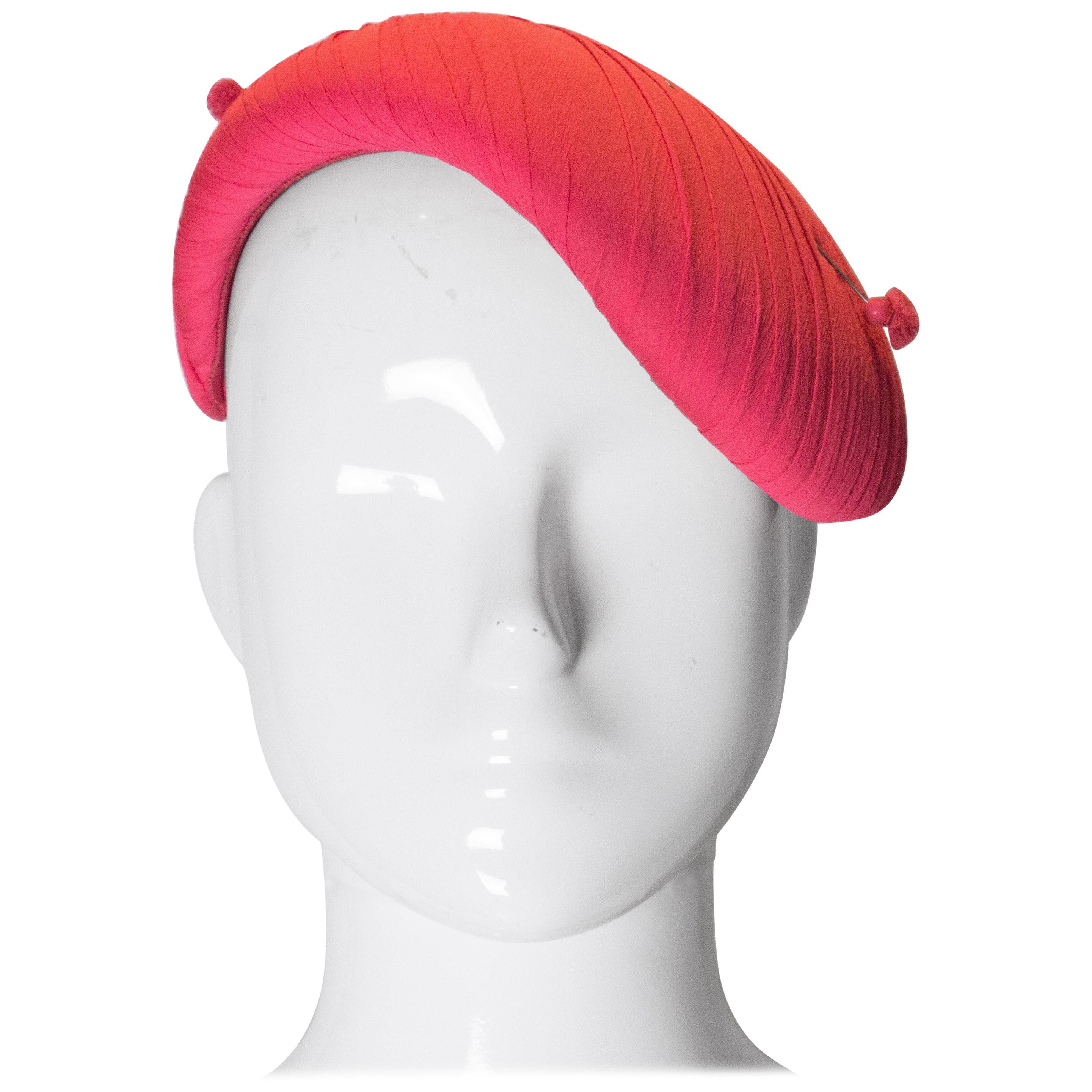 Vintage Pink Silk Chiffon Hat