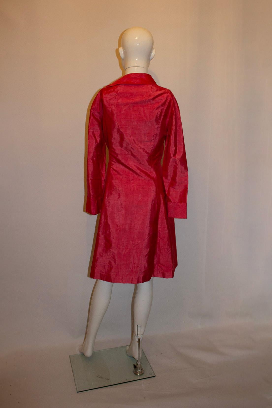 Women's Vintage Pink Silk Coat Dress For Sale