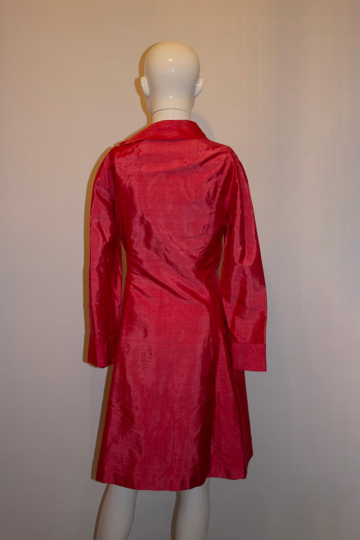 Vintage Pink Silk Coat Dress For Sale 1