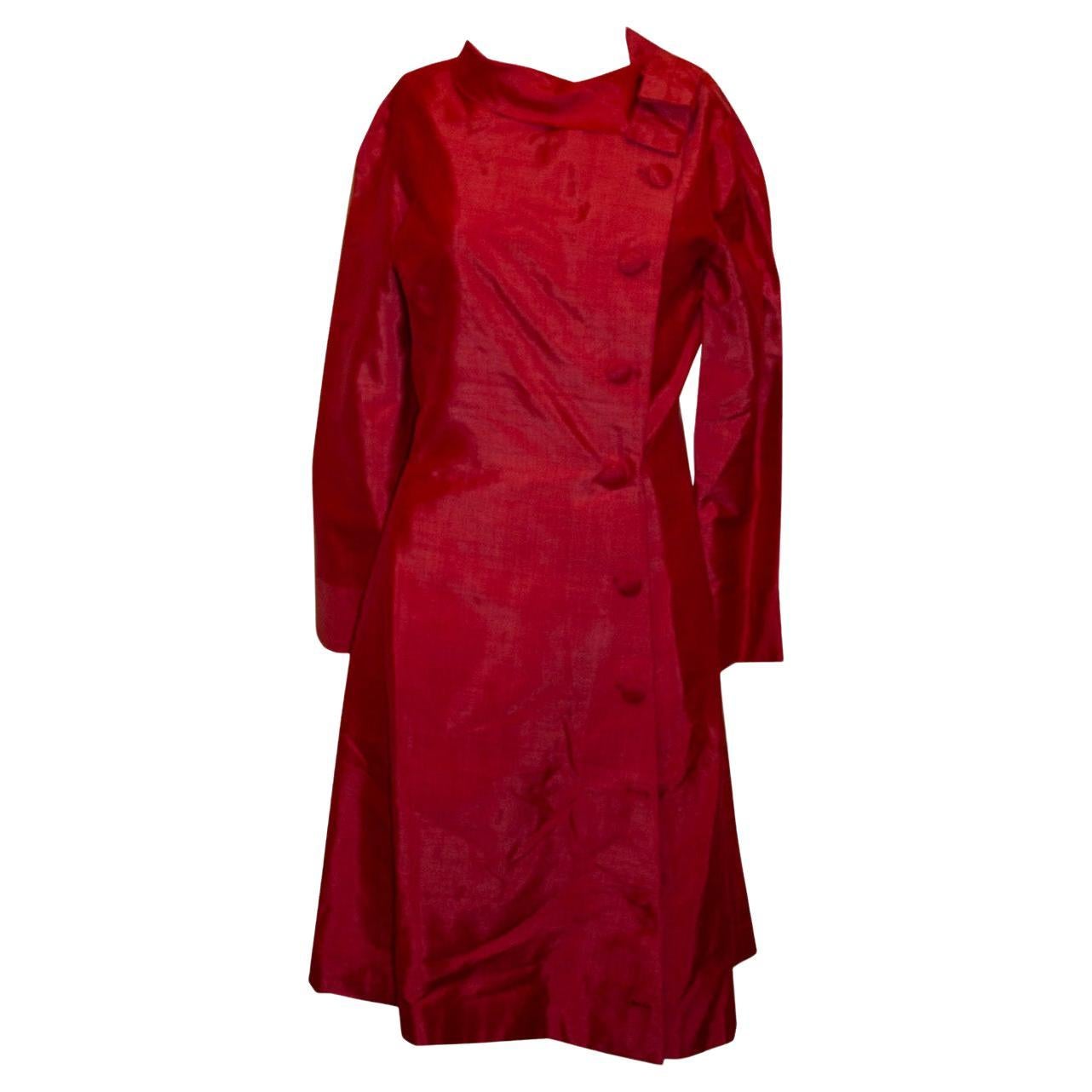 Vintage Pink Silk Coat Dress For Sale