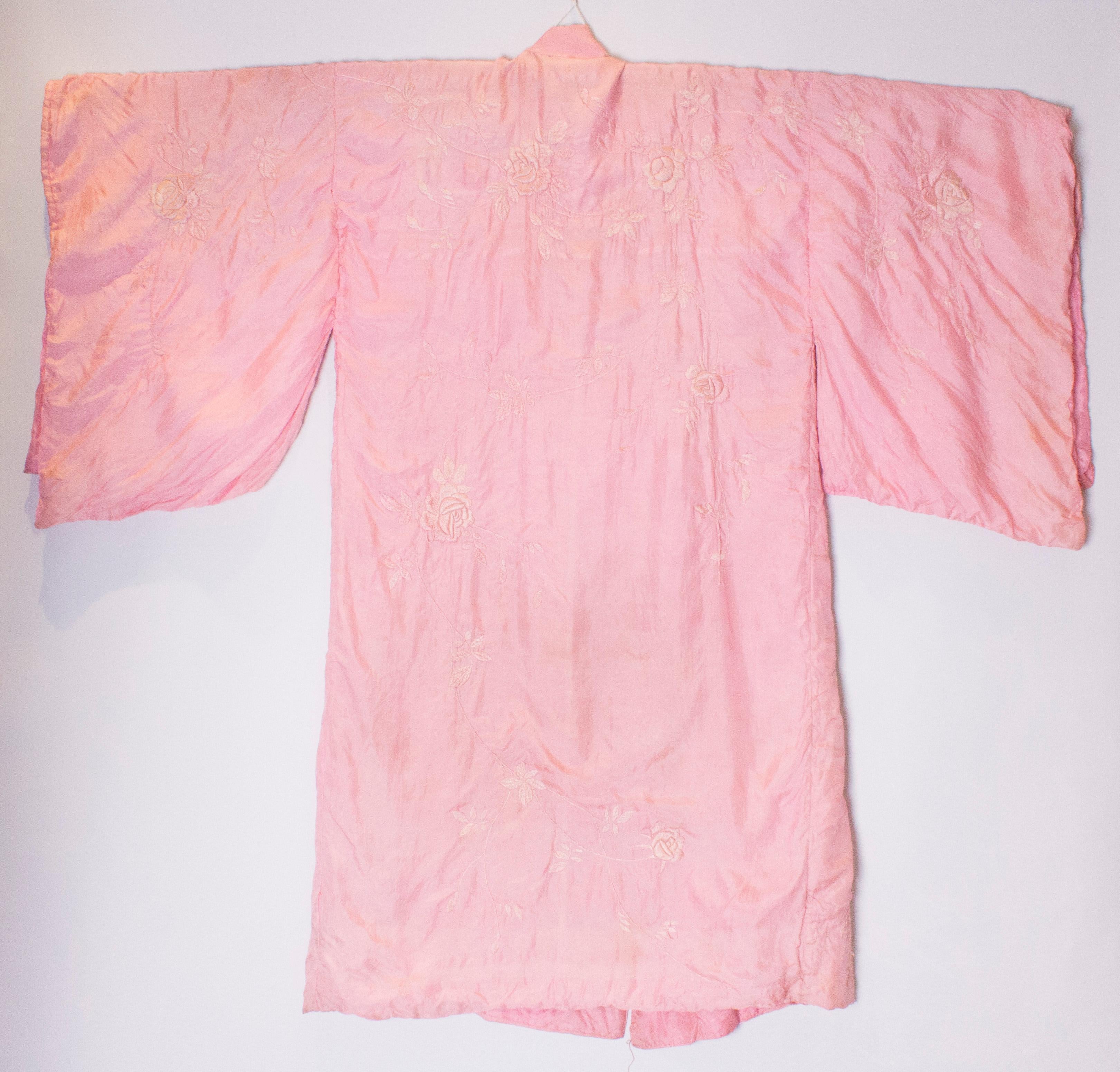 Vintage Pink Silk Kimono 6