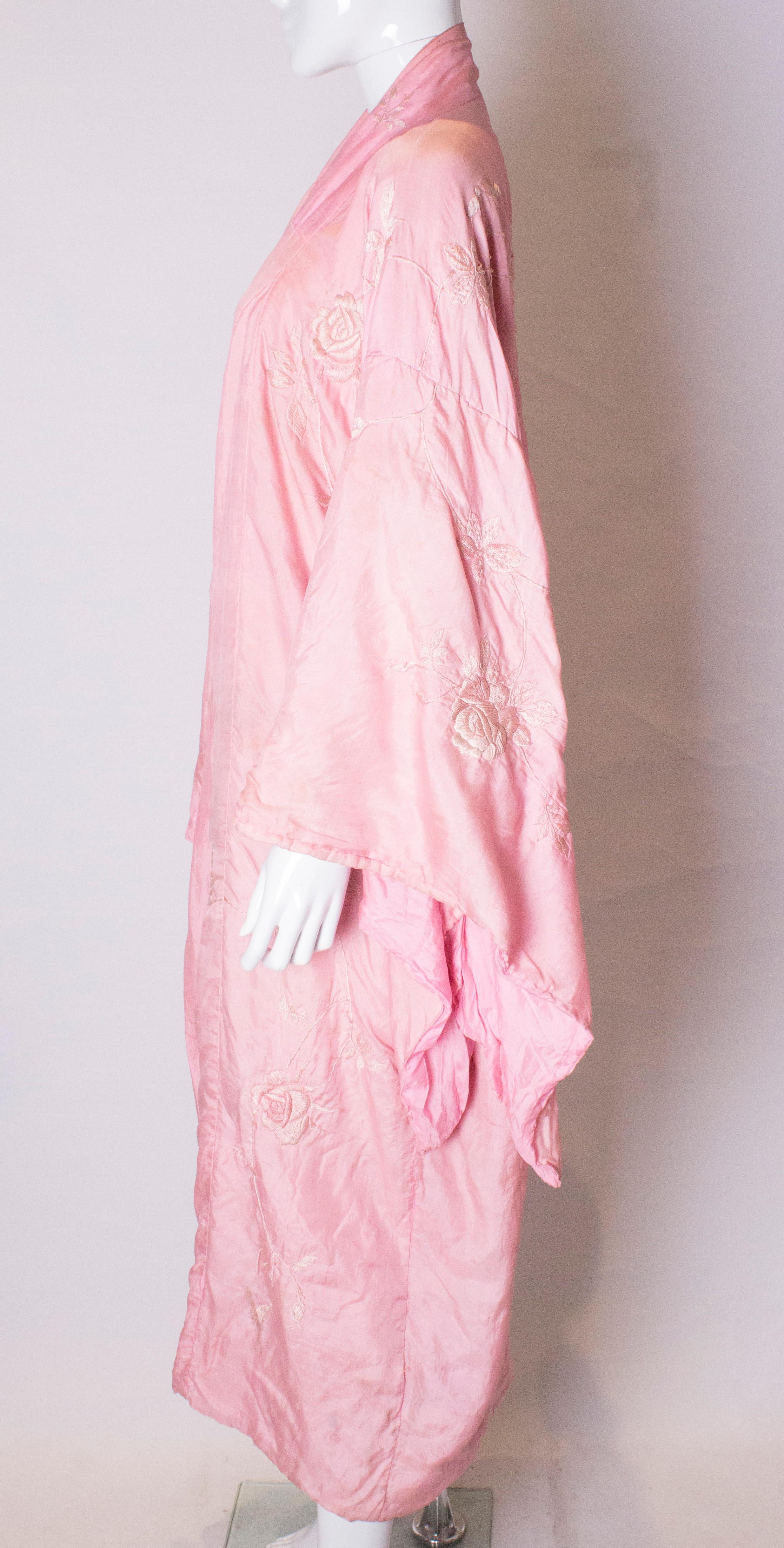 Vintage Pink Silk Kimono 1