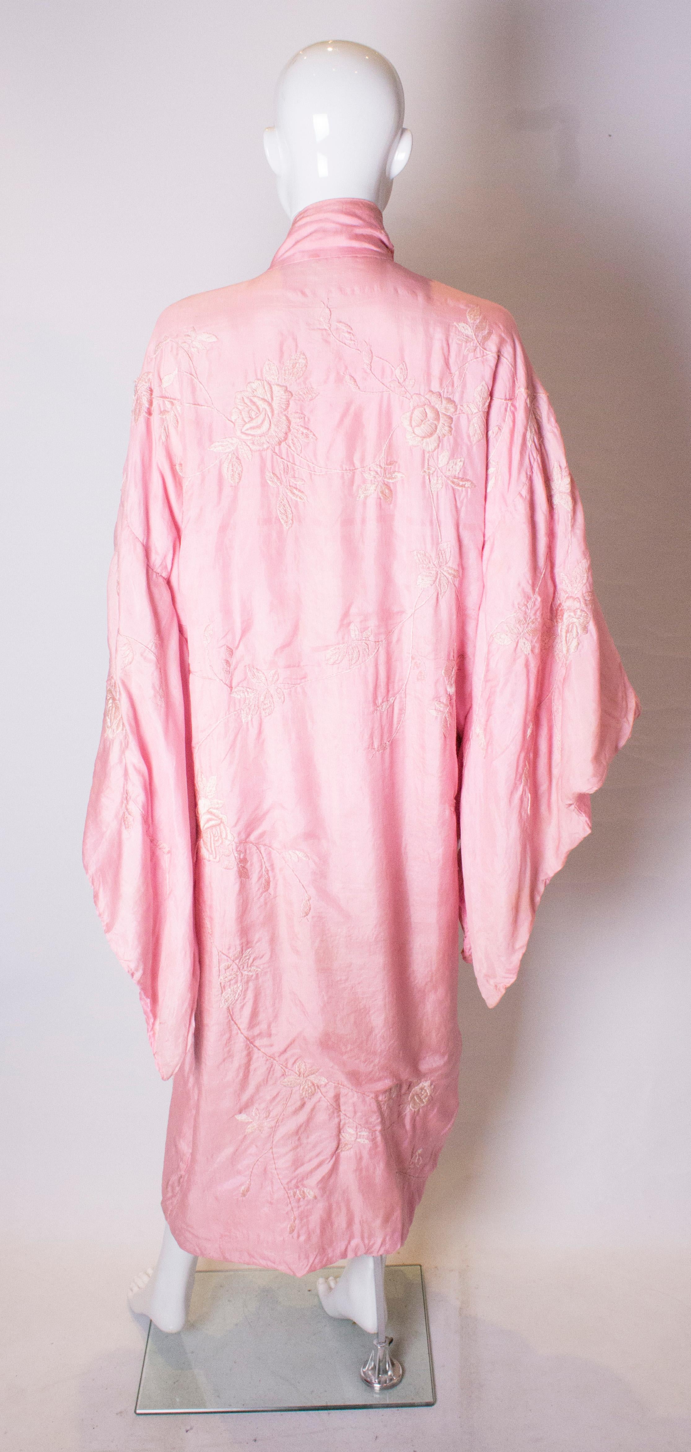 Vintage Pink Silk Kimono 2
