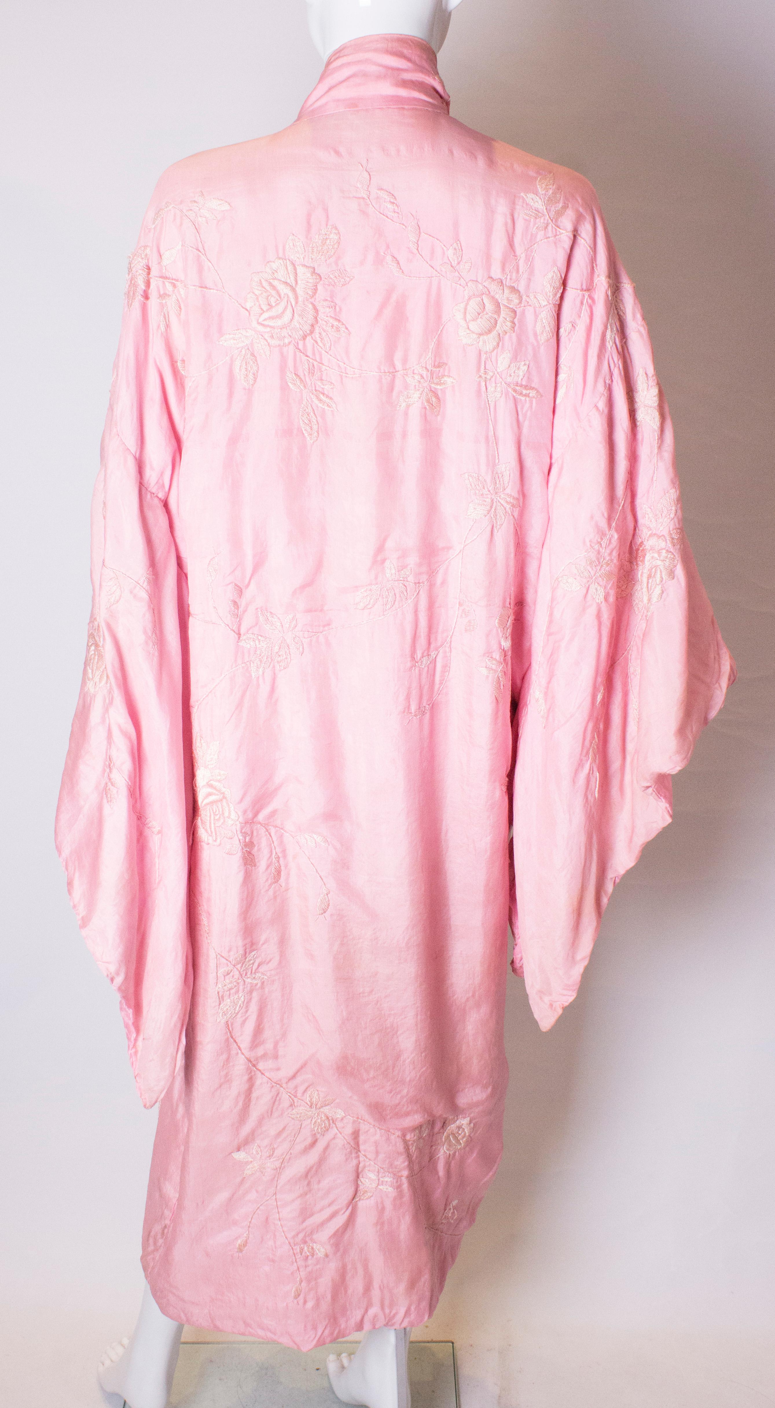 Vintage Pink Silk Kimono 3