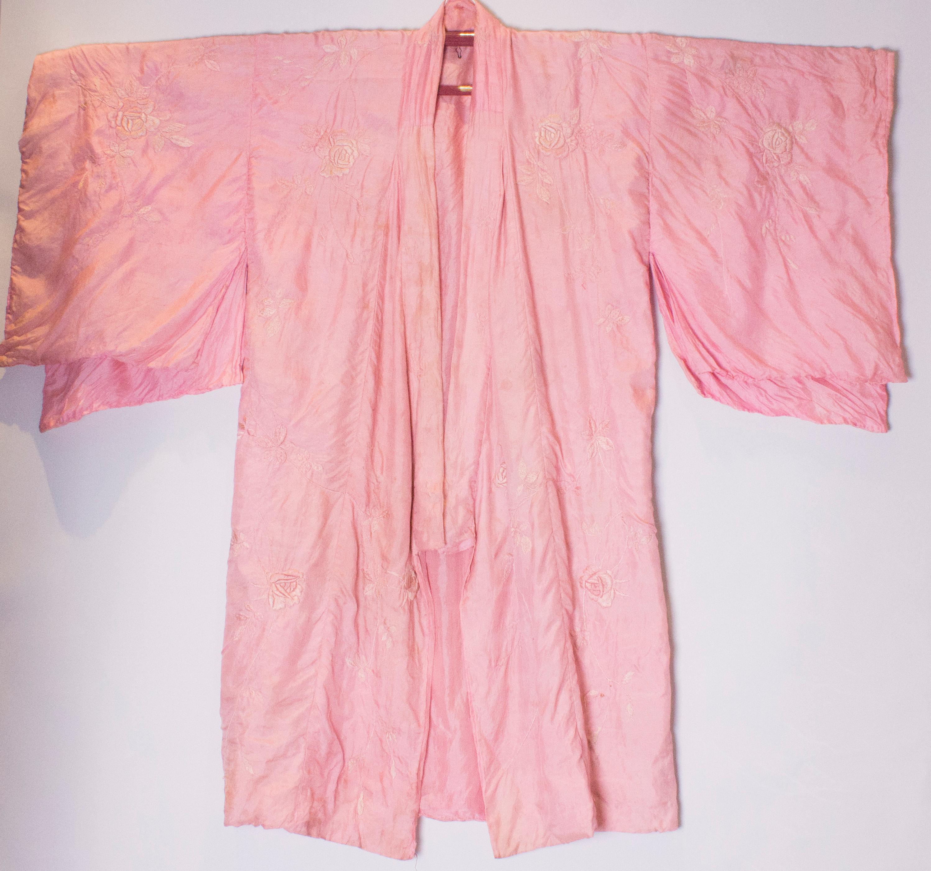 Vintage Pink Silk Kimono 4