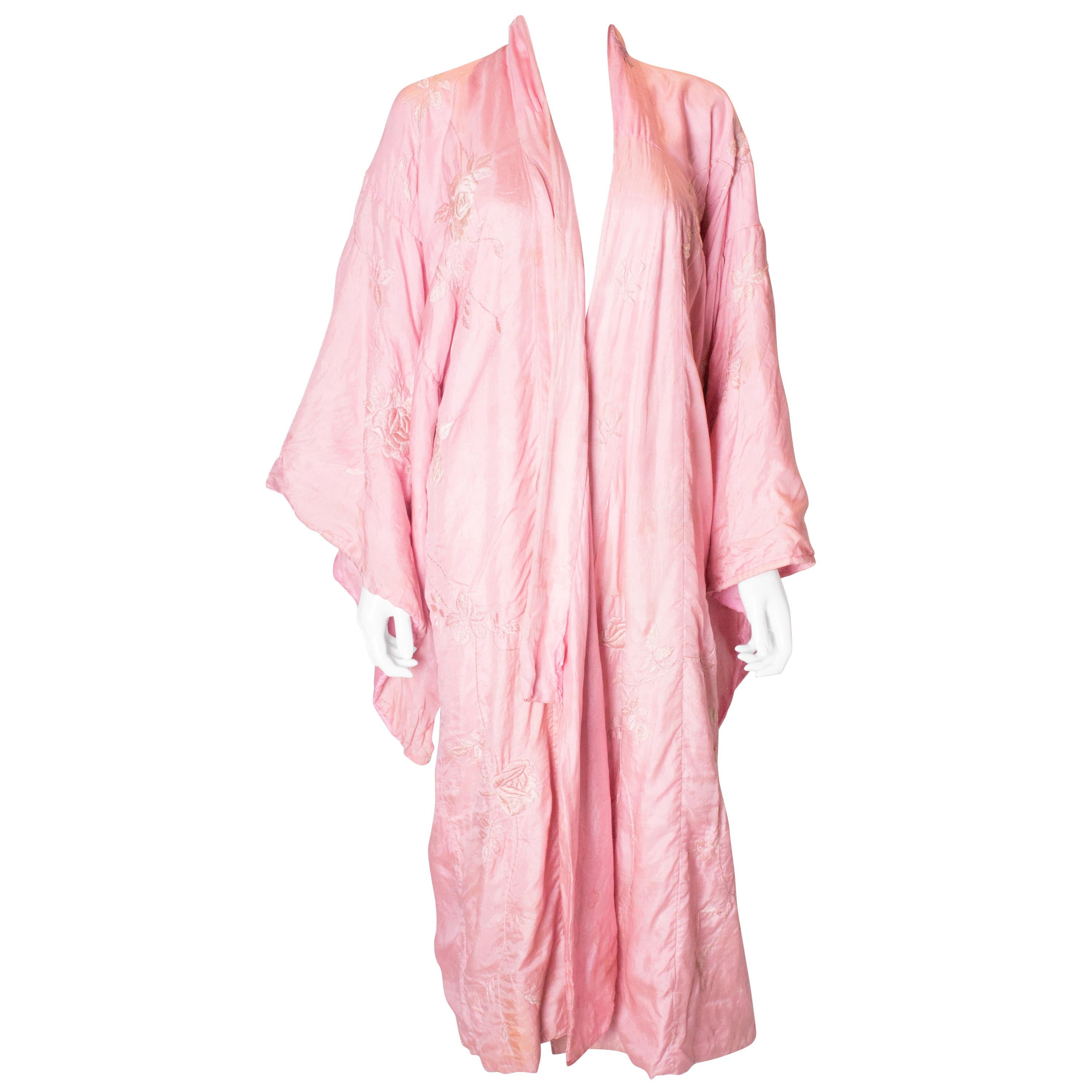Vintage Pink Silk Kimono
