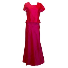 Vintage Pink Silk Skirt and Top