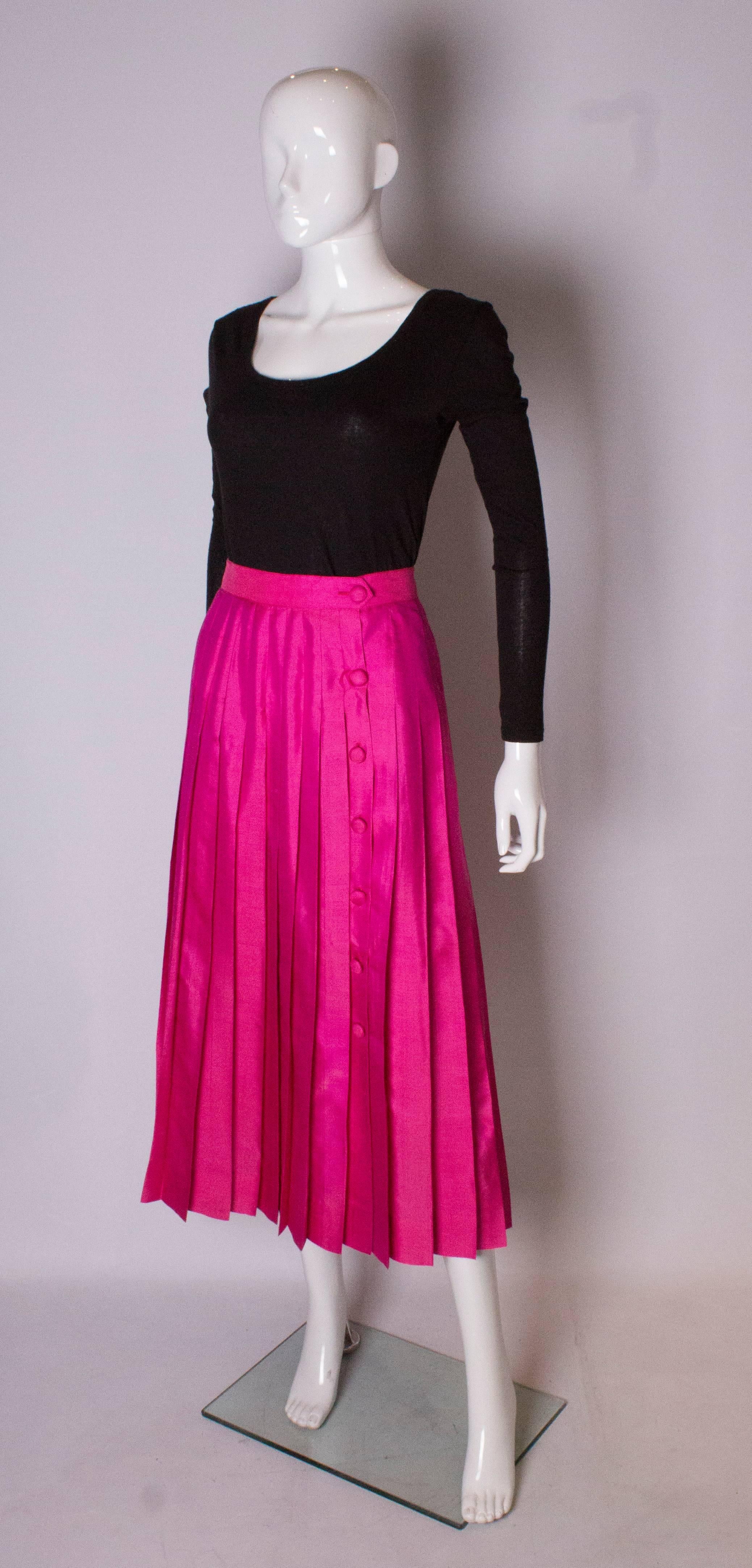Pink A Vintage 1970s silk high waisted pleated day skirt