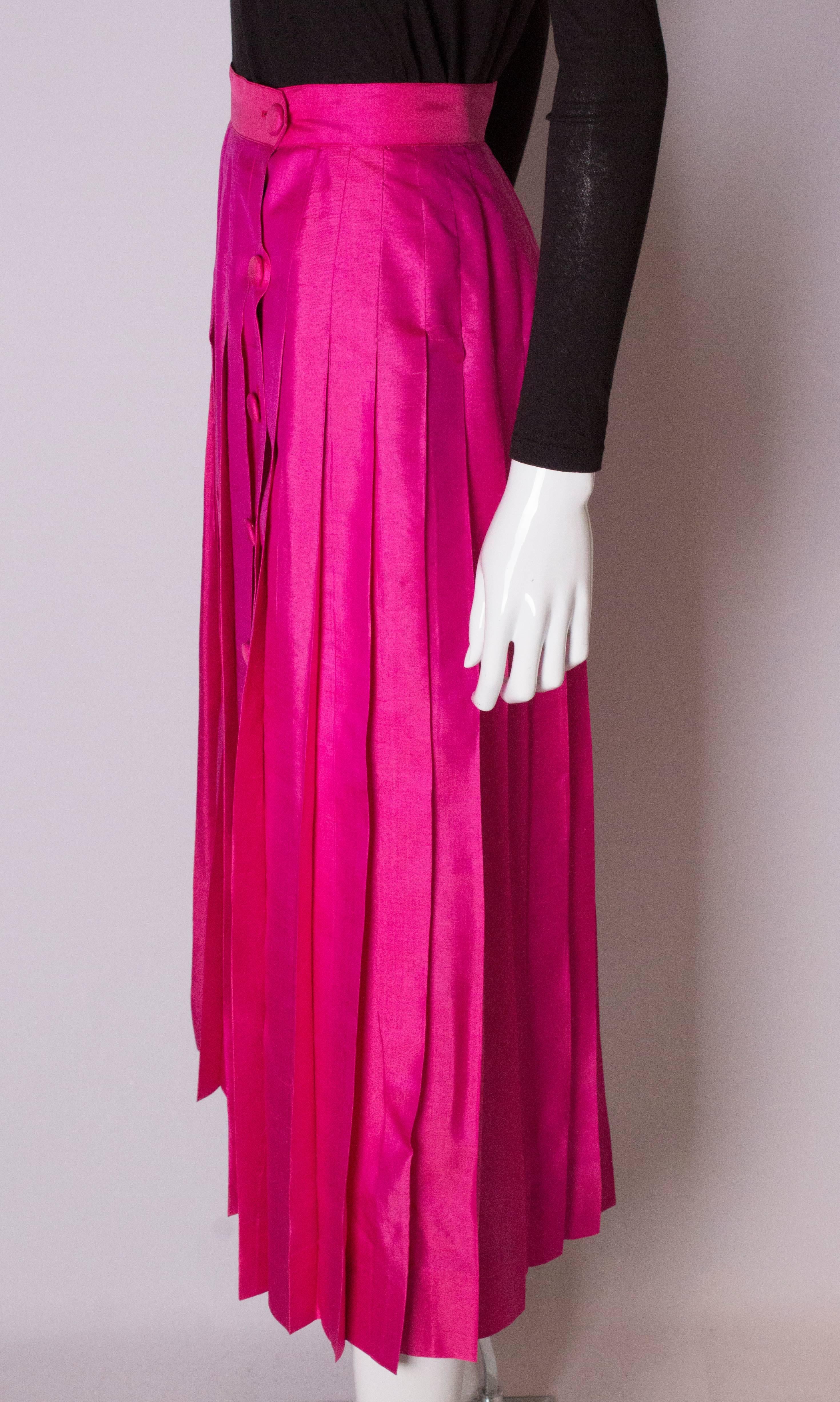 A Vintage 1970s silk high waisted pleated day skirt 1