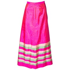 Retro Pink Silk Stripe Skirt